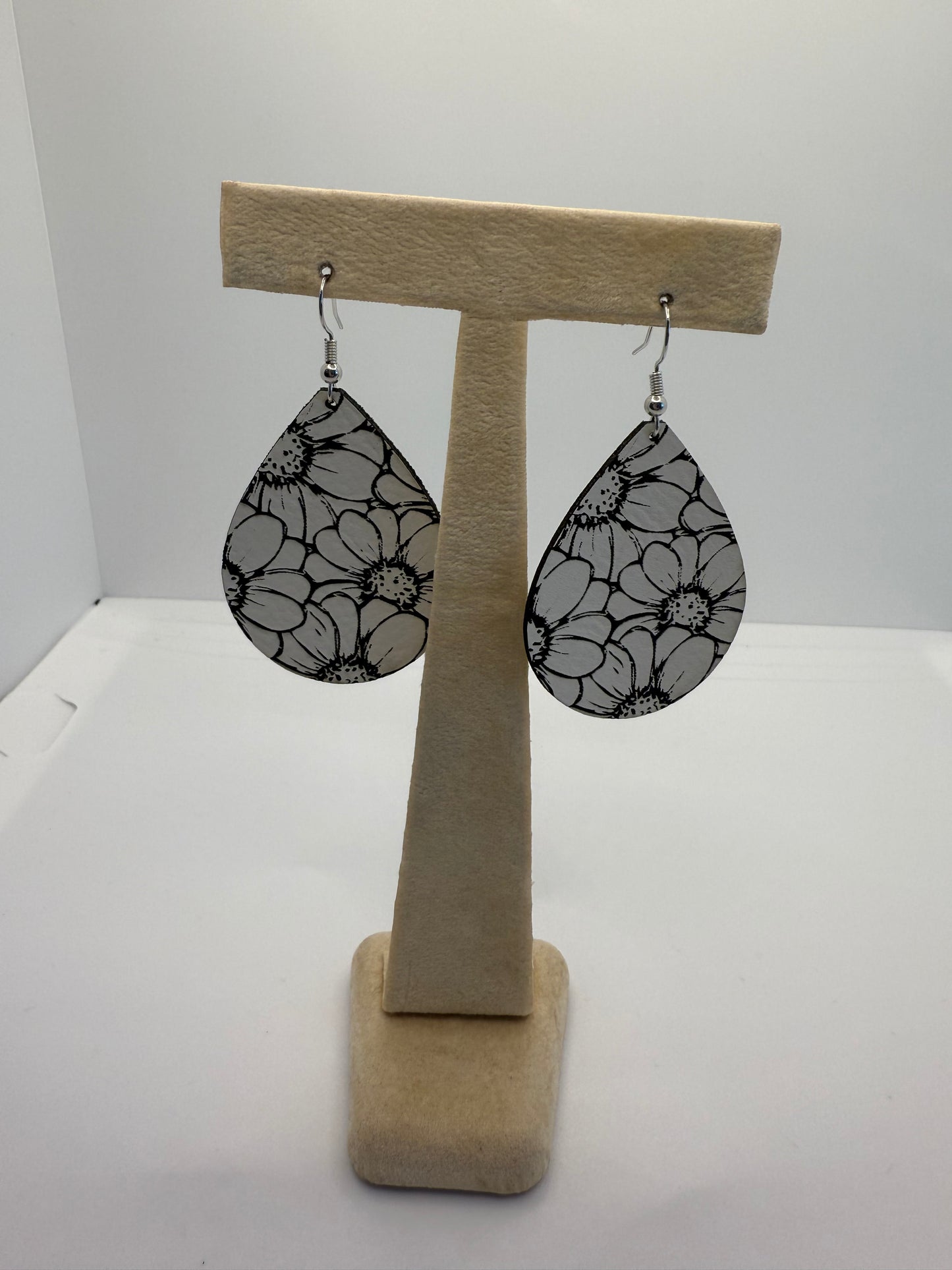 Flower Dance Black and White Earrings