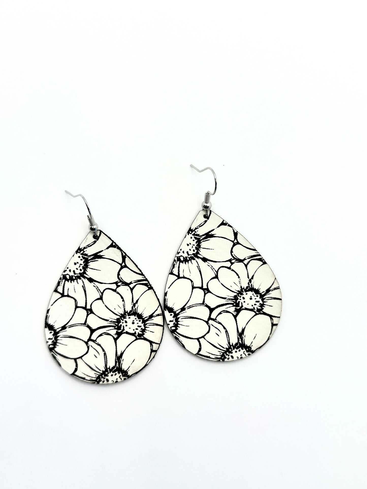 Flower Dance Black and White Earrings