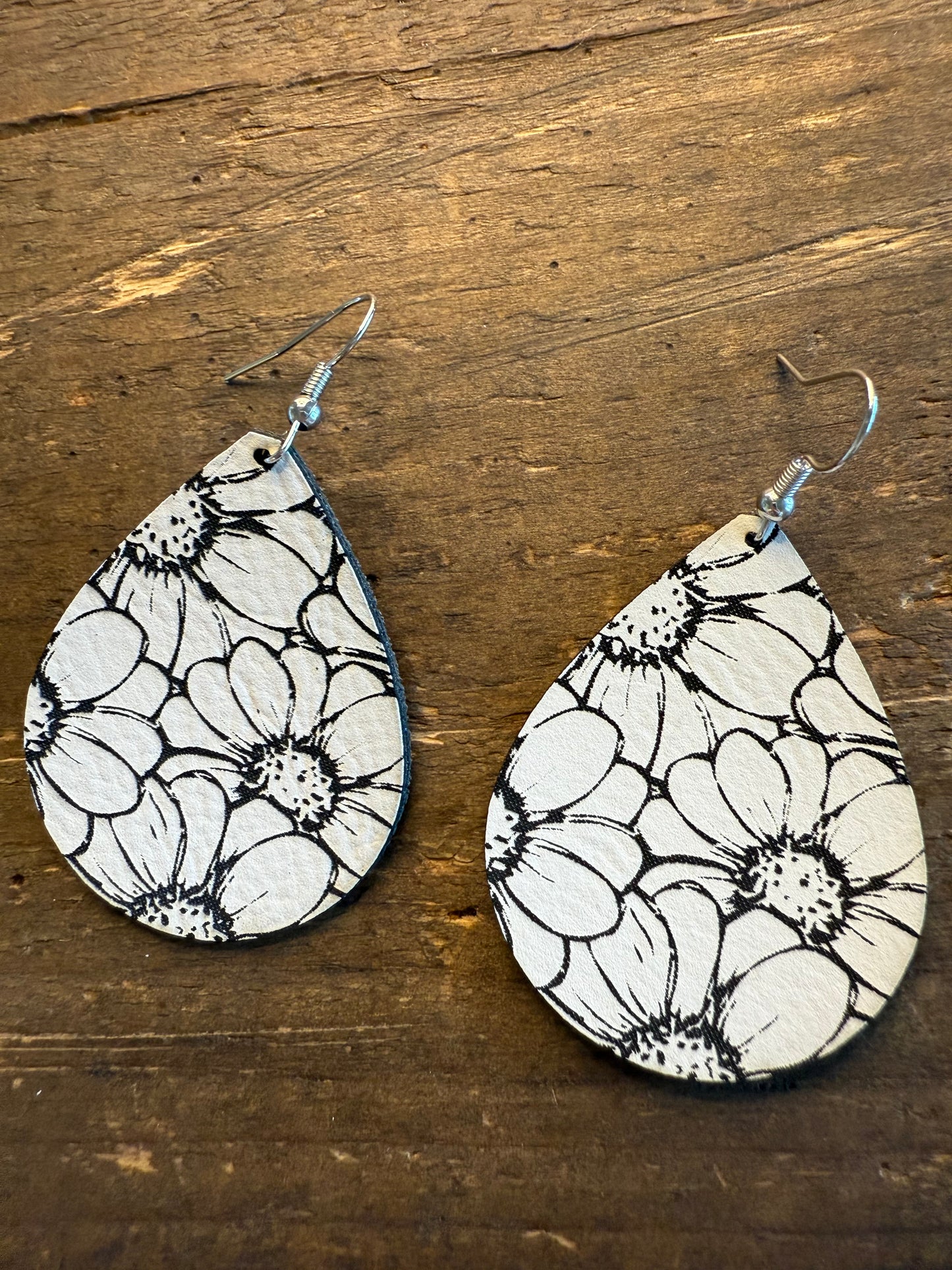 Flower Dance Black and White Earrings