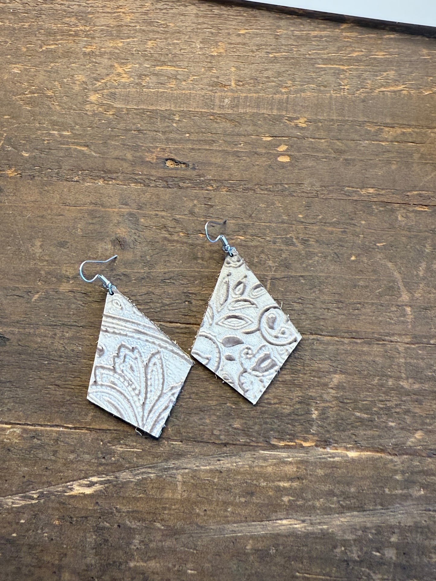 Paisley Textured Leather Earrings