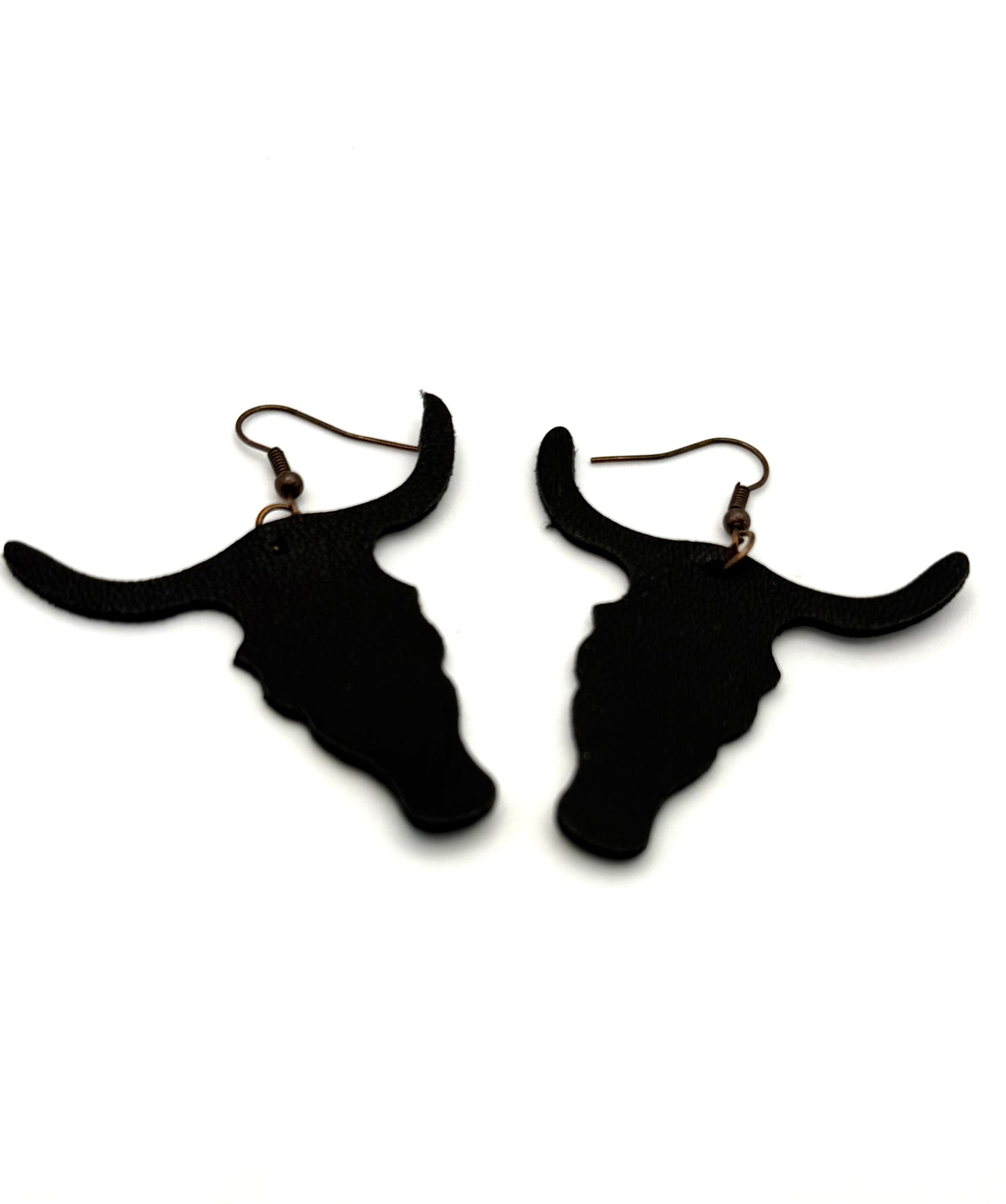 Black Longhorn Leather Earrings