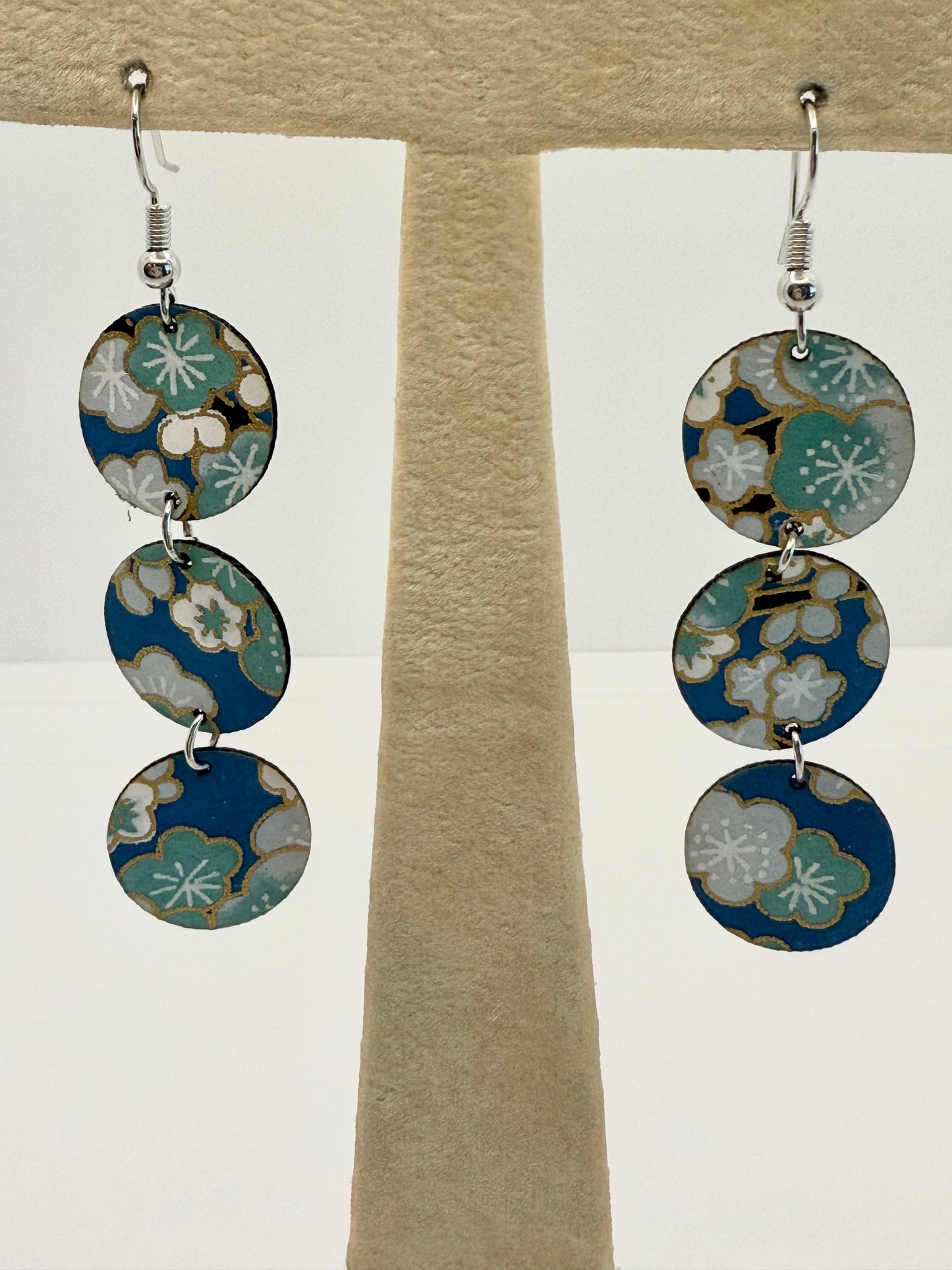 Bright Blue Garden Leather Earrings