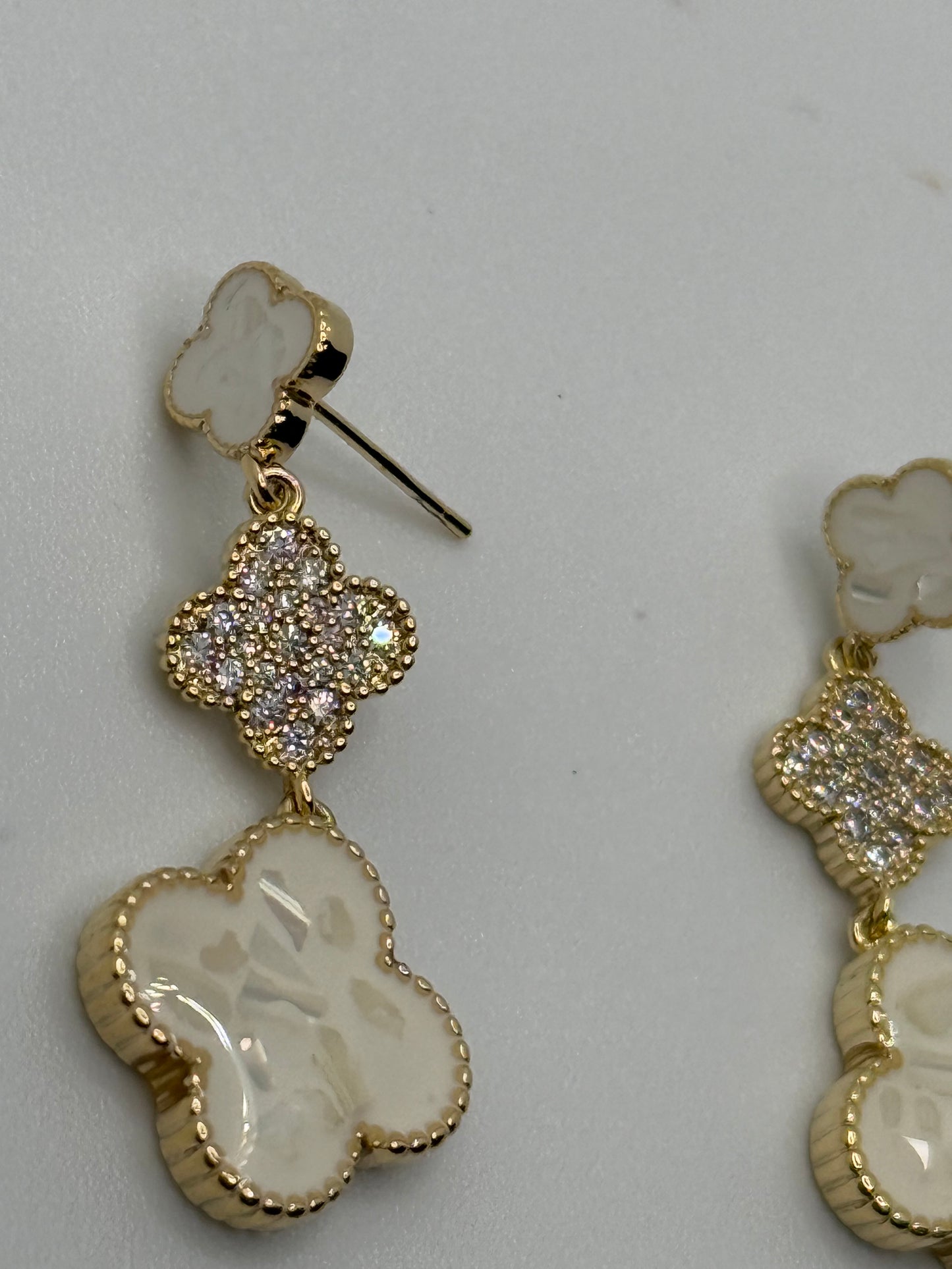 White Clover Gold Earrings