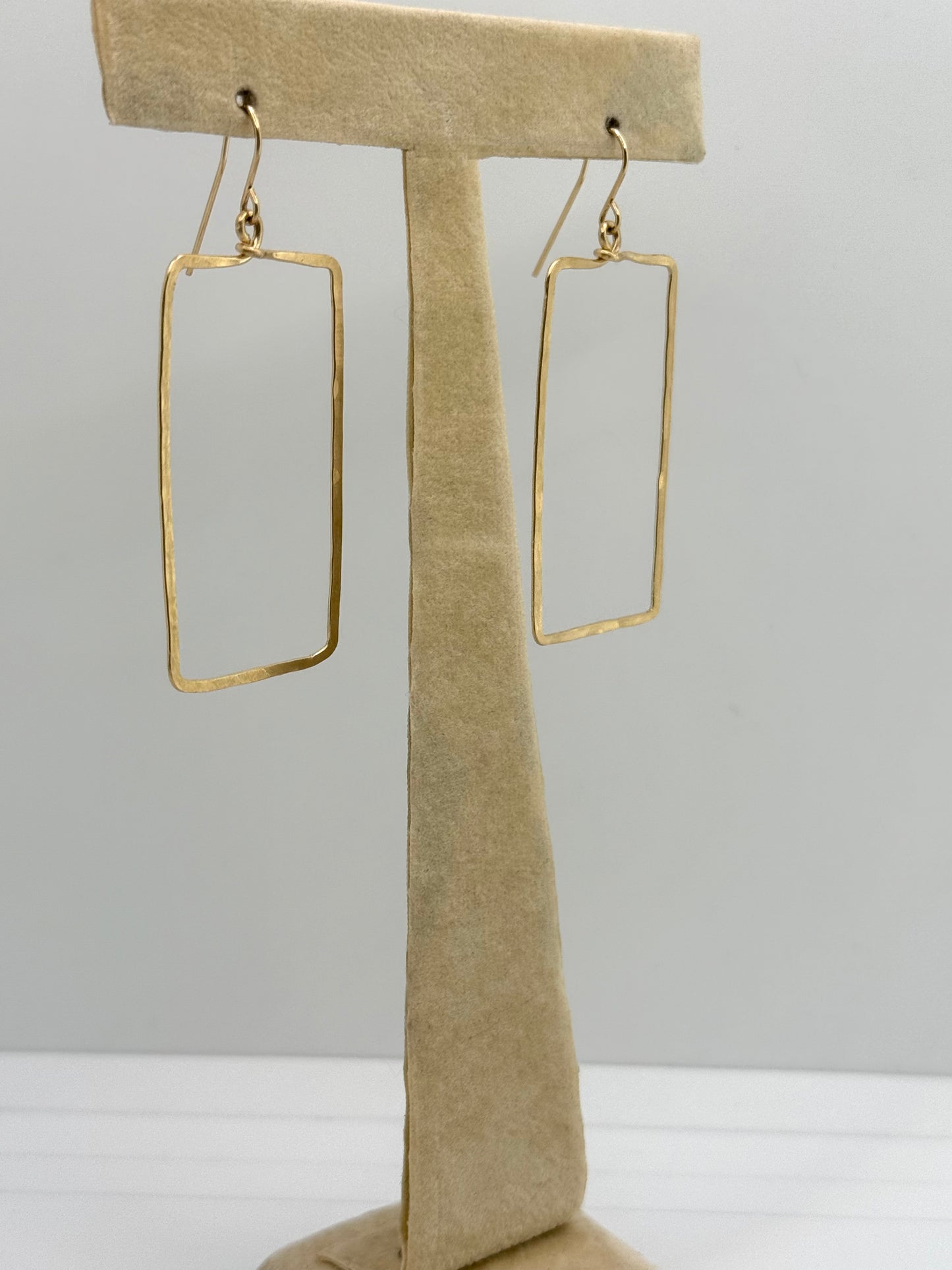 Duke Collection 14K Gold Hammered Rectangle Earrings