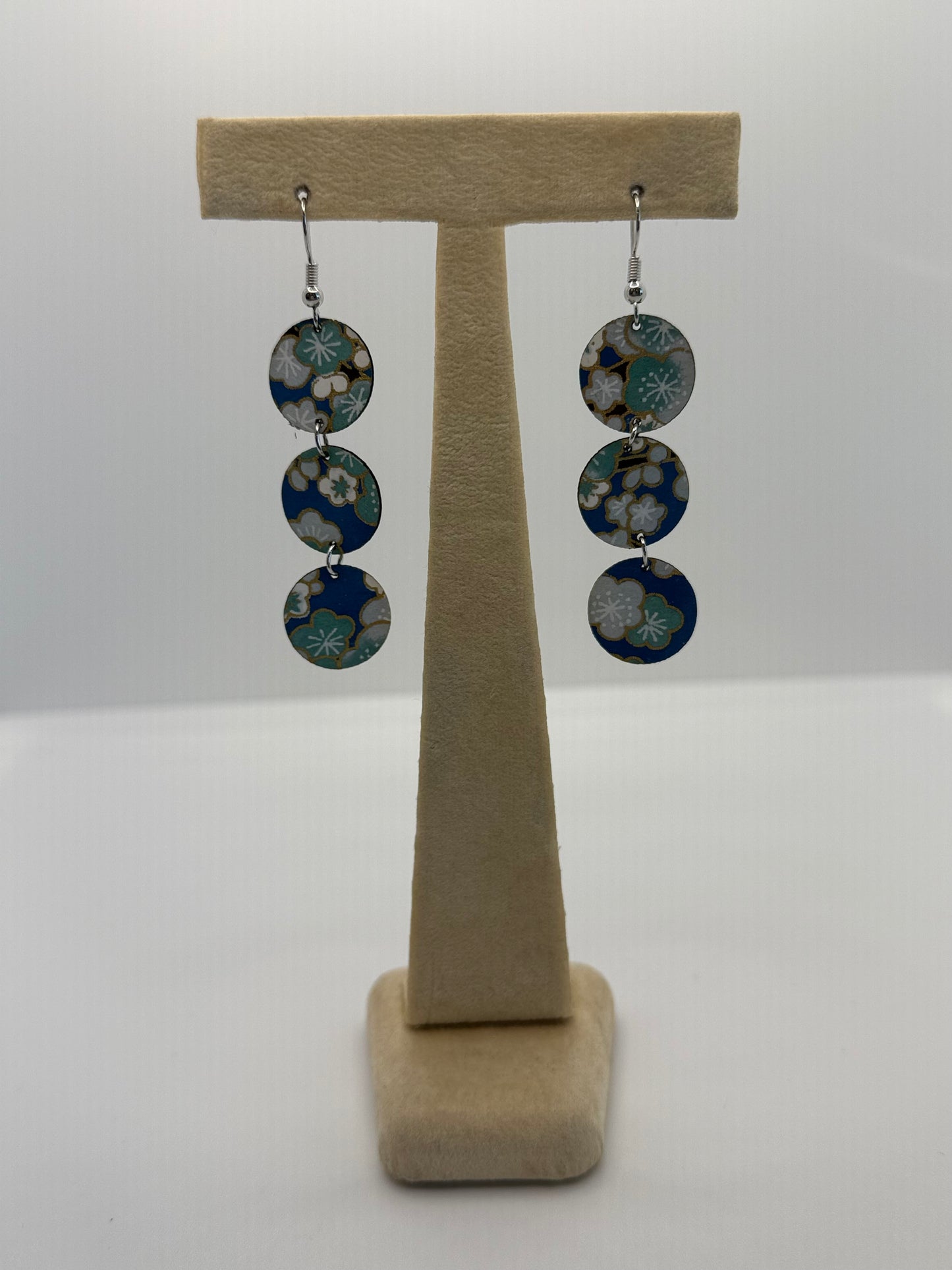 Bright Blue Garden Leather Earrings