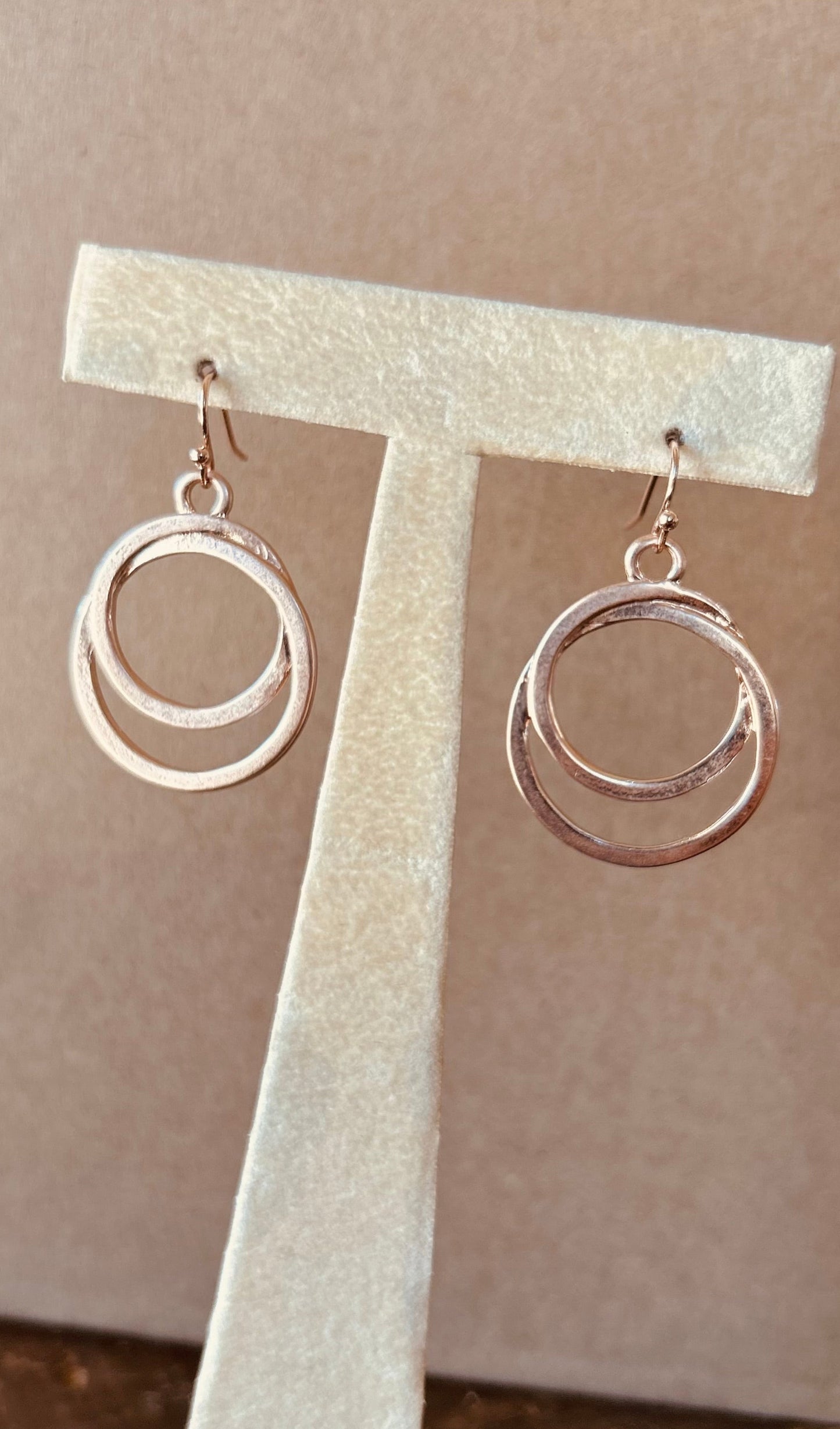 Double Hoop Earrings in Rose Gold