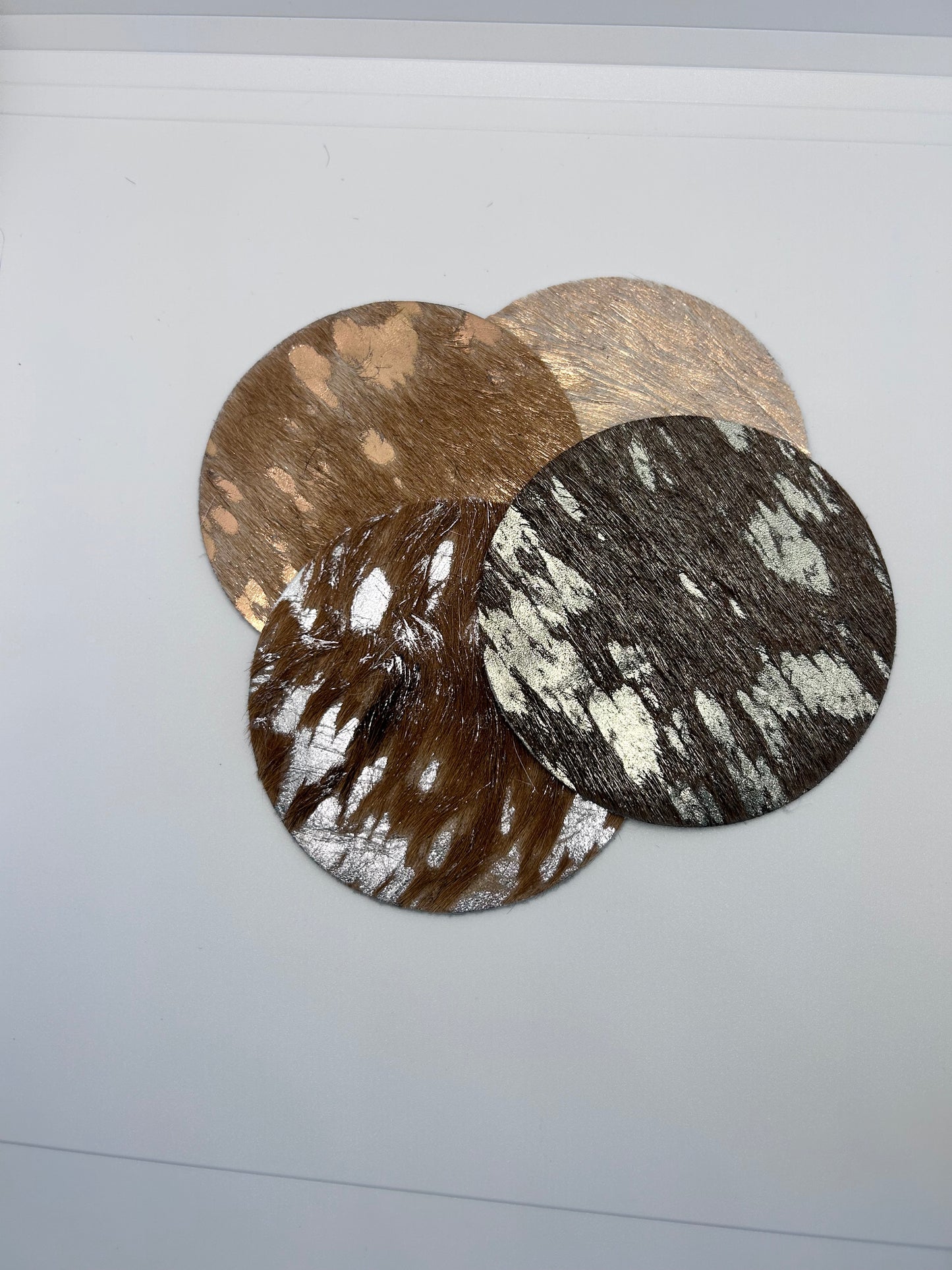 Luxe Shimmer Leather Coasters – Metallic Magic