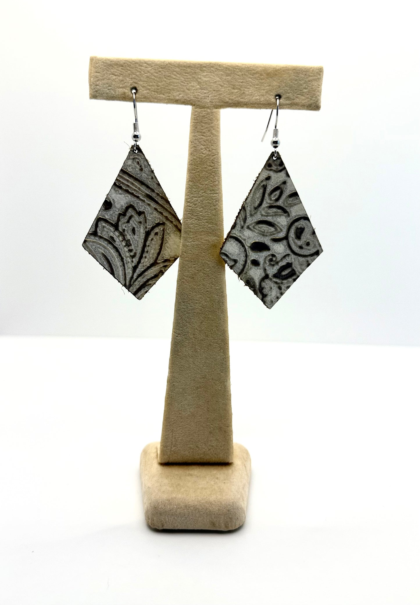 Paisley Textured Leather Earrings
