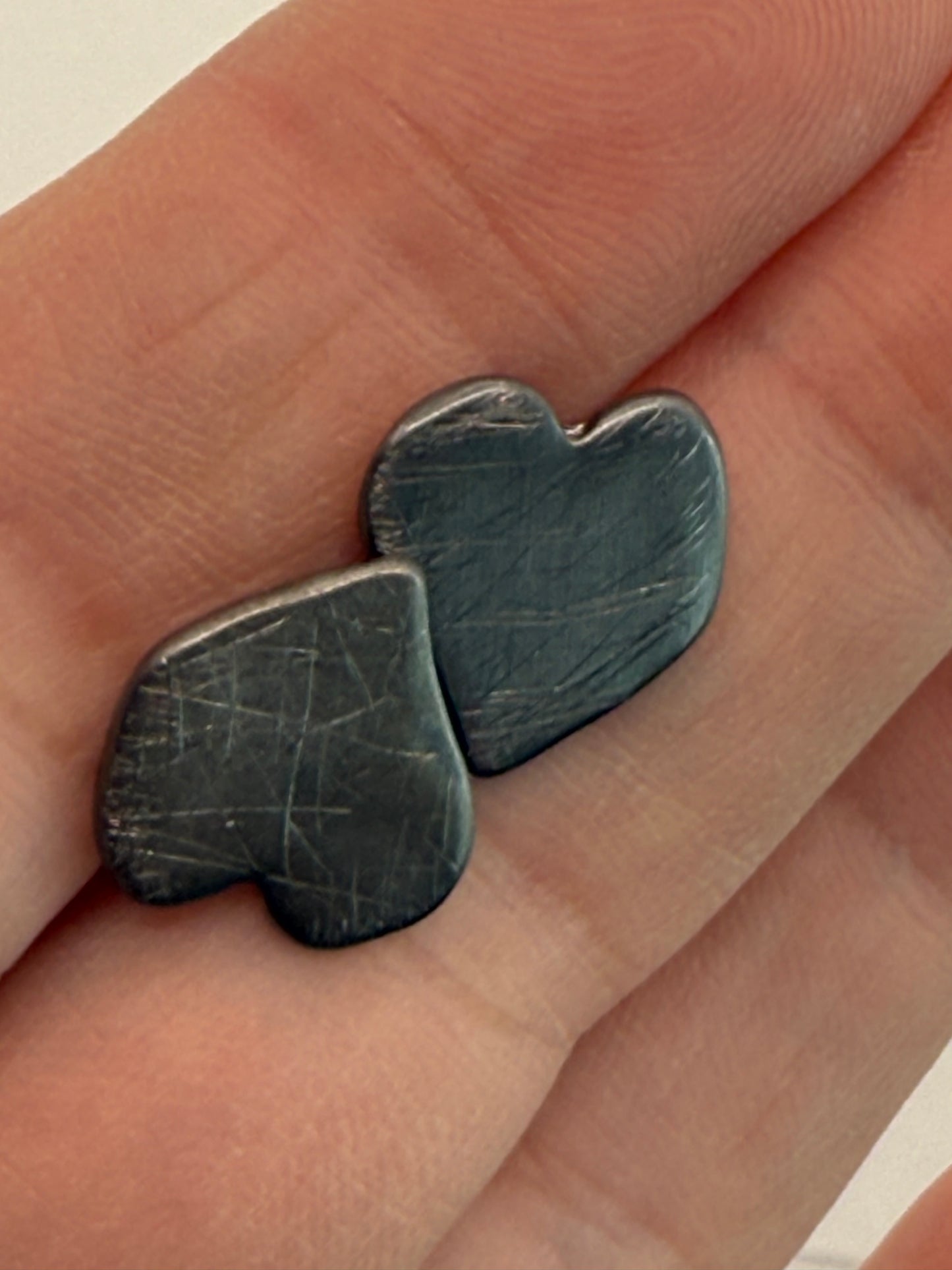 Charcoal Gray Heart - Post Earrings