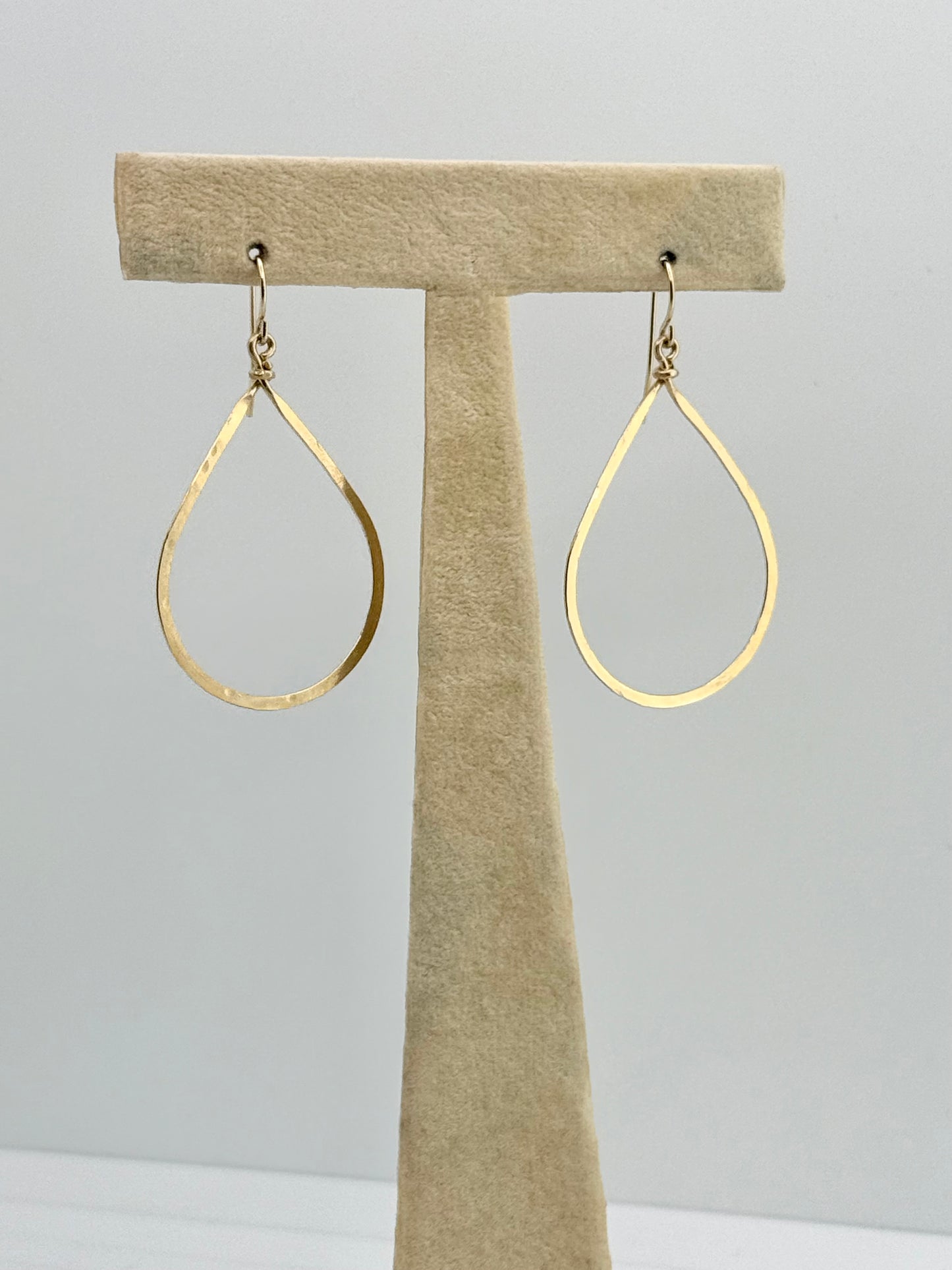 Duke Collection Tear Drop 14K Gold Hammered Earrings