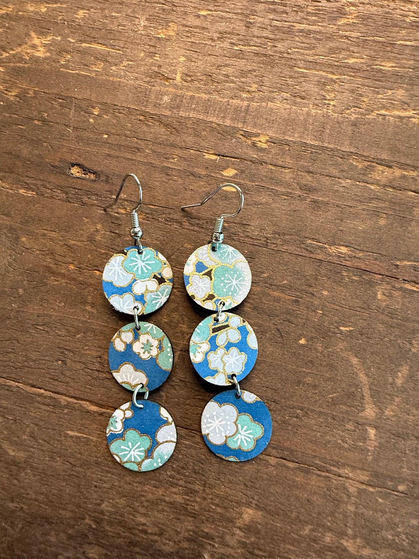 Bright Blue Garden Leather Earrings