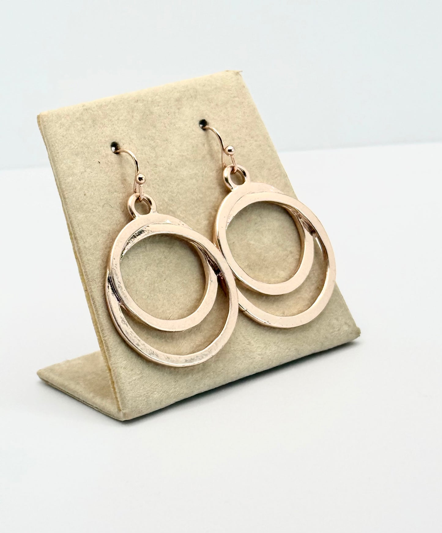 Double Hoop Earrings in Rose Gold