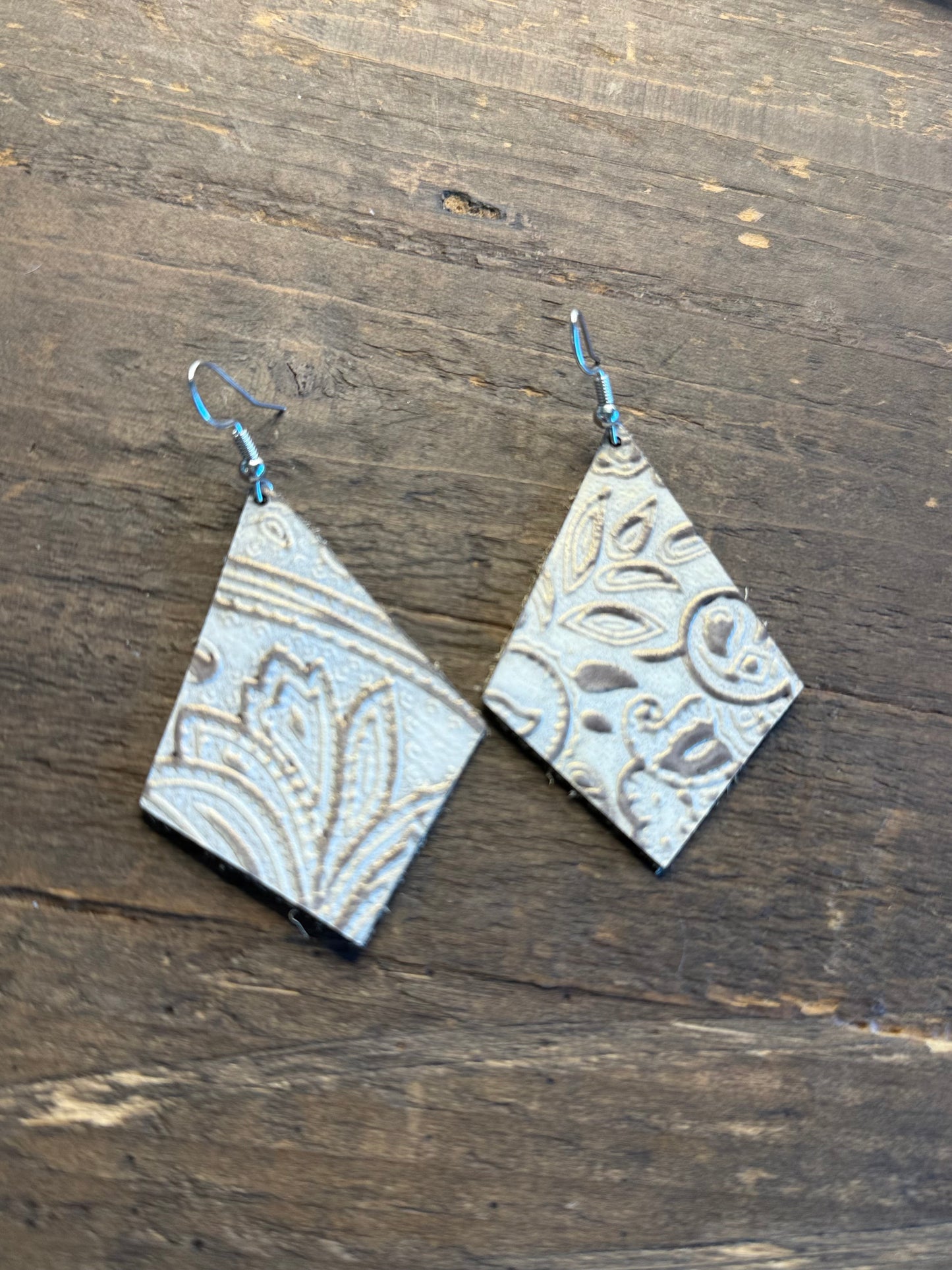 Paisley Textured Leather Earrings