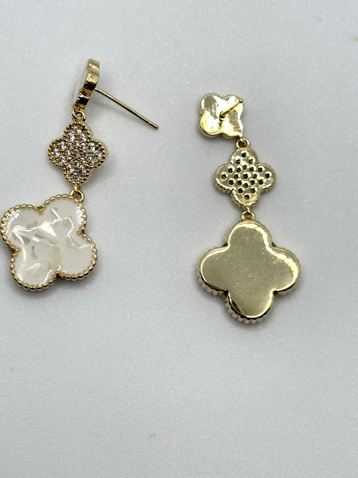 White Clover Gold Earrings