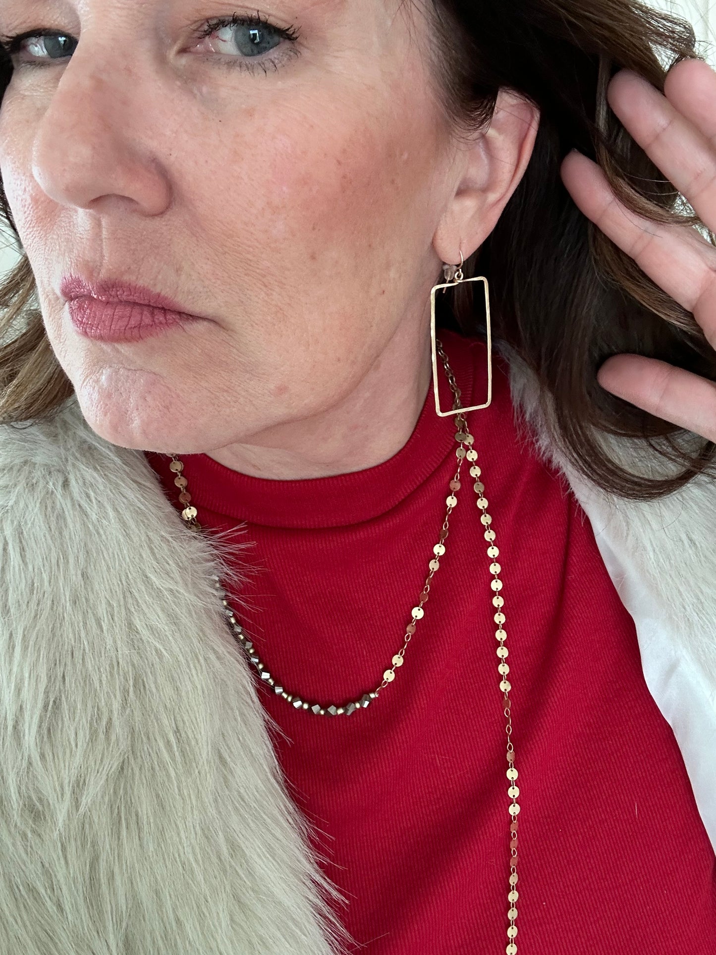 Duke Collection 14K Gold Hammered Rectangle Earrings