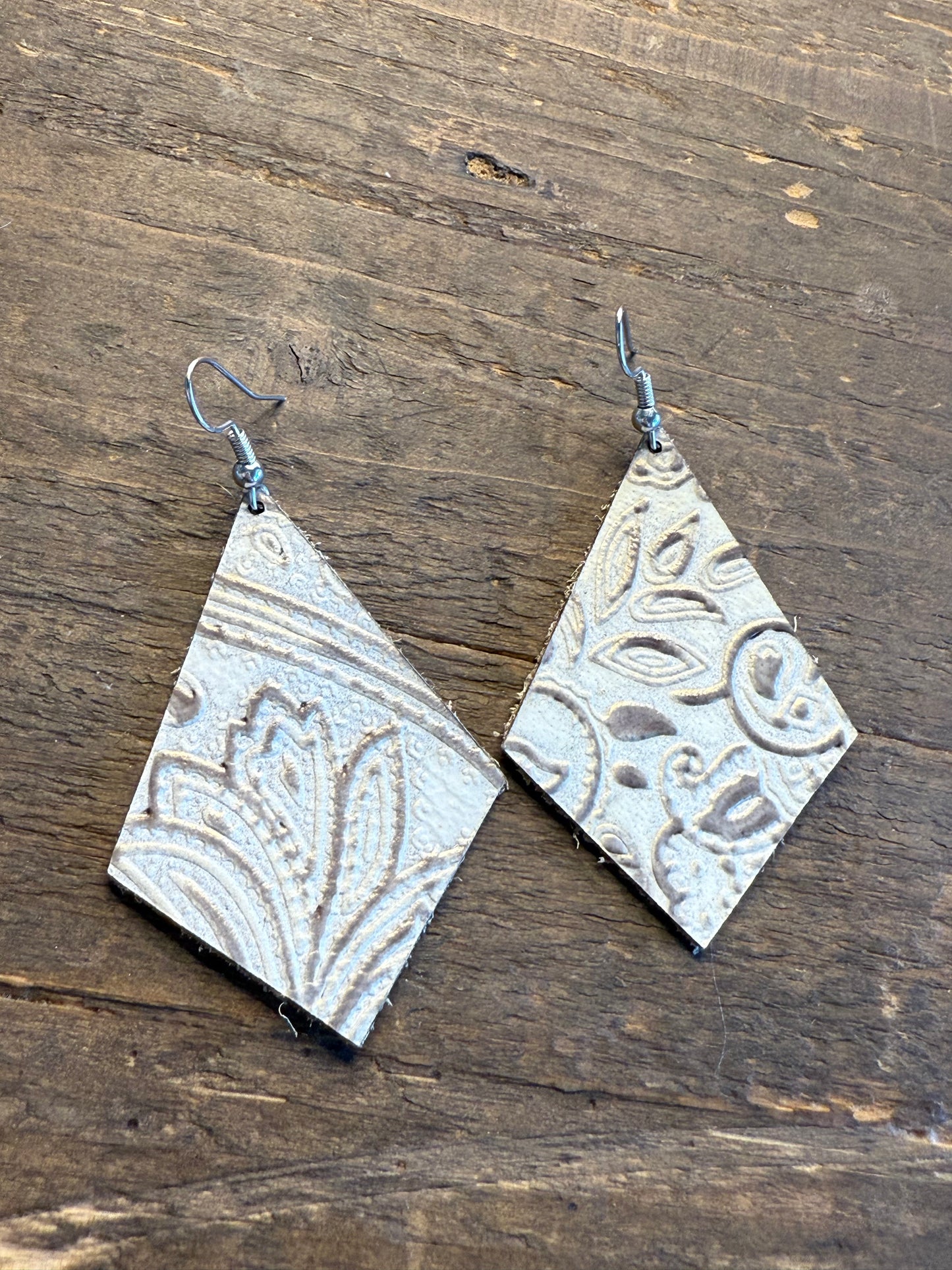 Paisley Textured Leather Earrings
