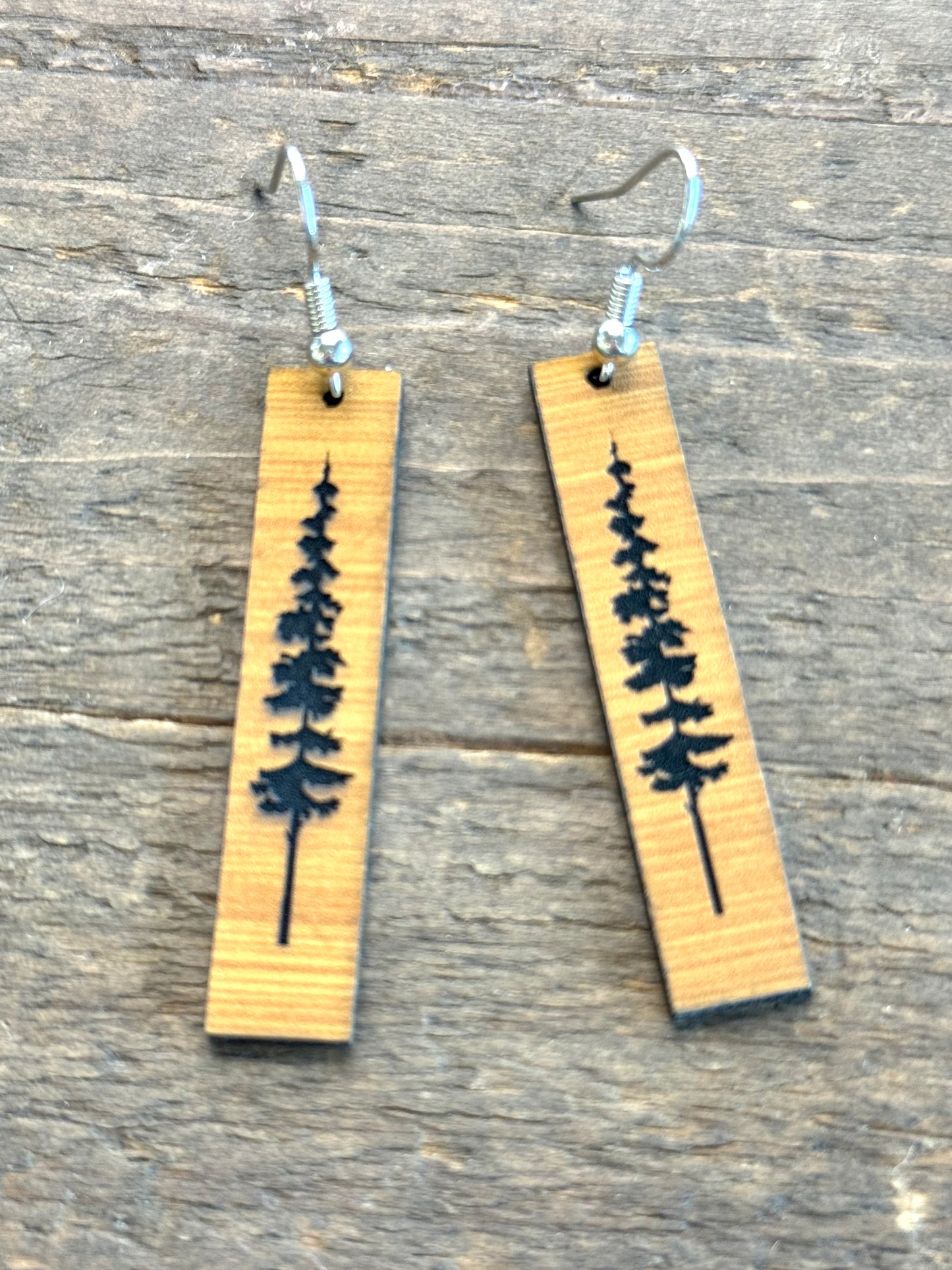Forest Earrings Slim Wood Earrings