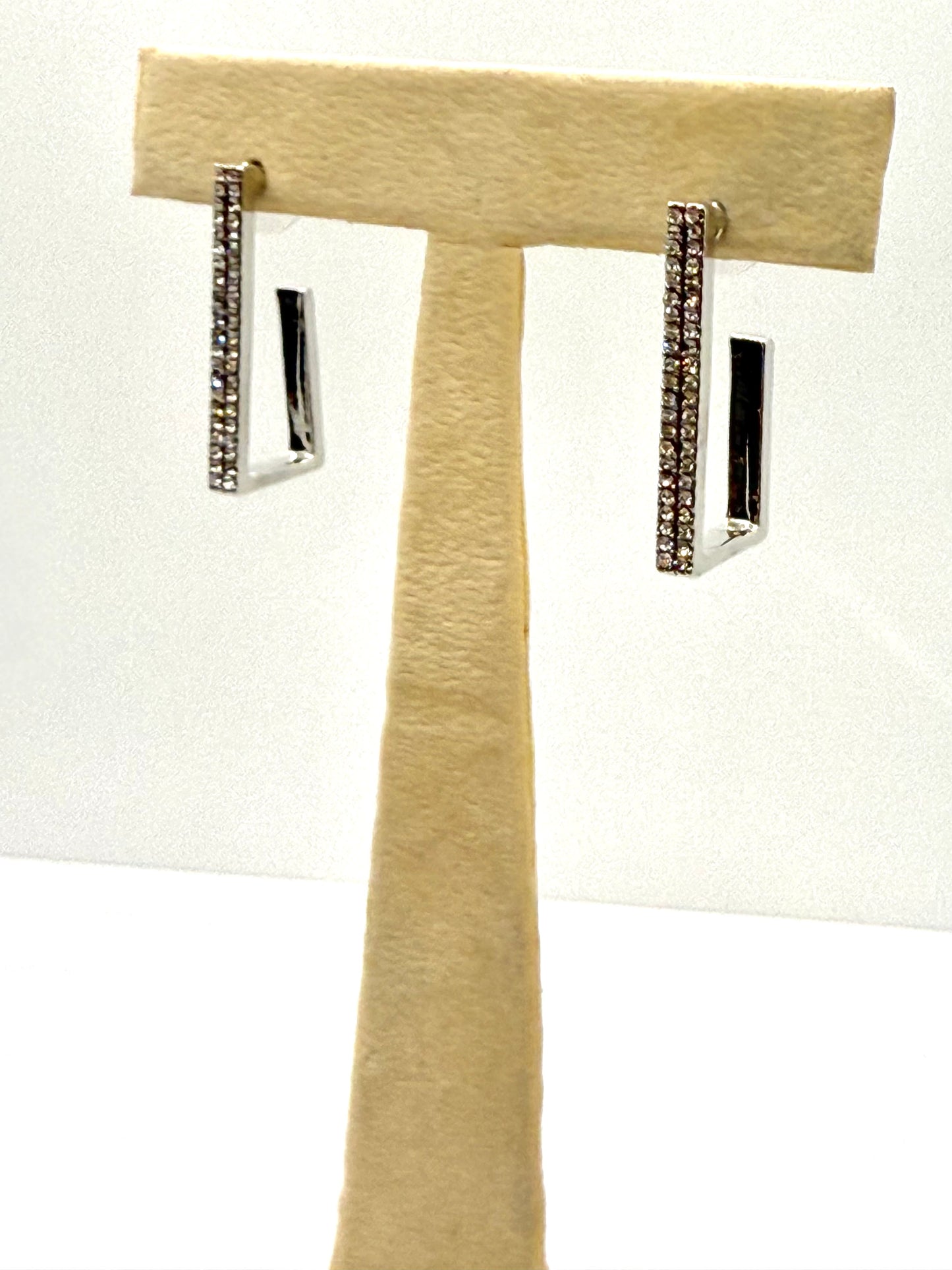 Silver Sparkle Geo Post Earrings