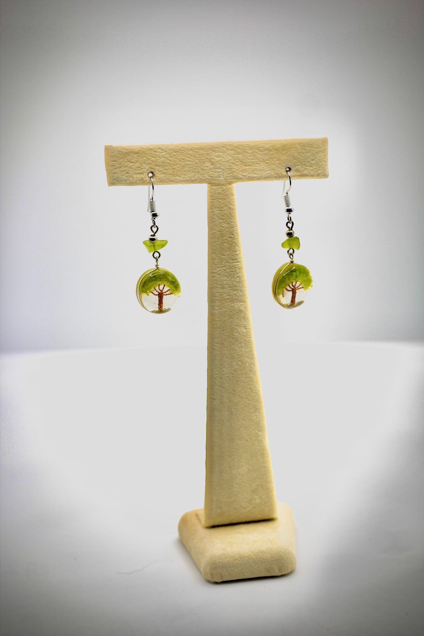 Green Tree of Life Acrylic Earrings