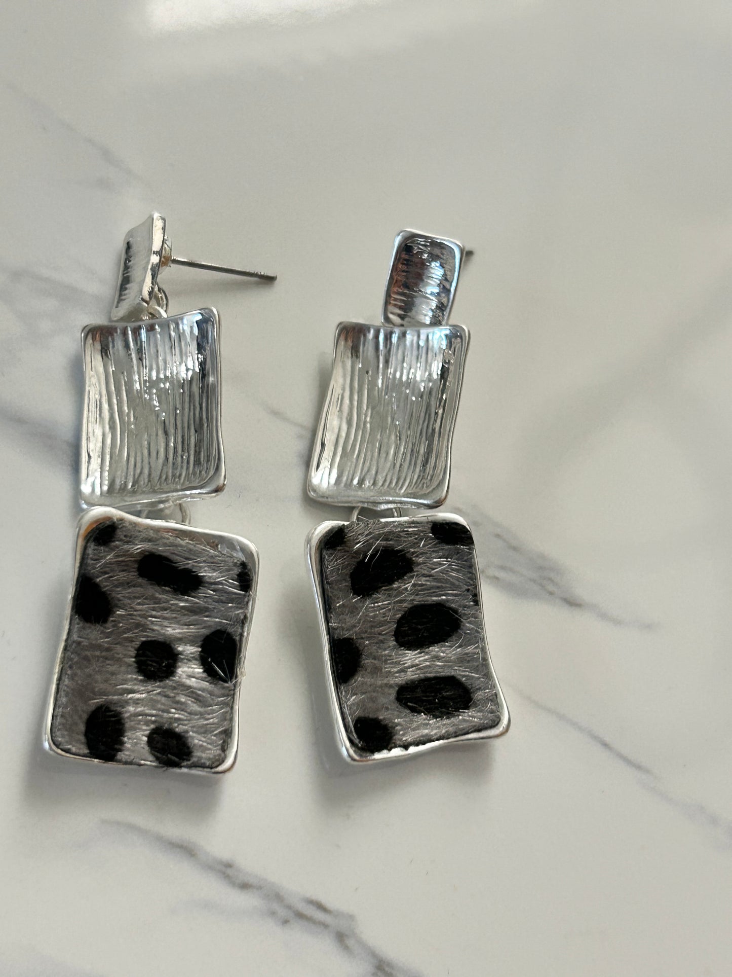 Animal Print Silver Earring