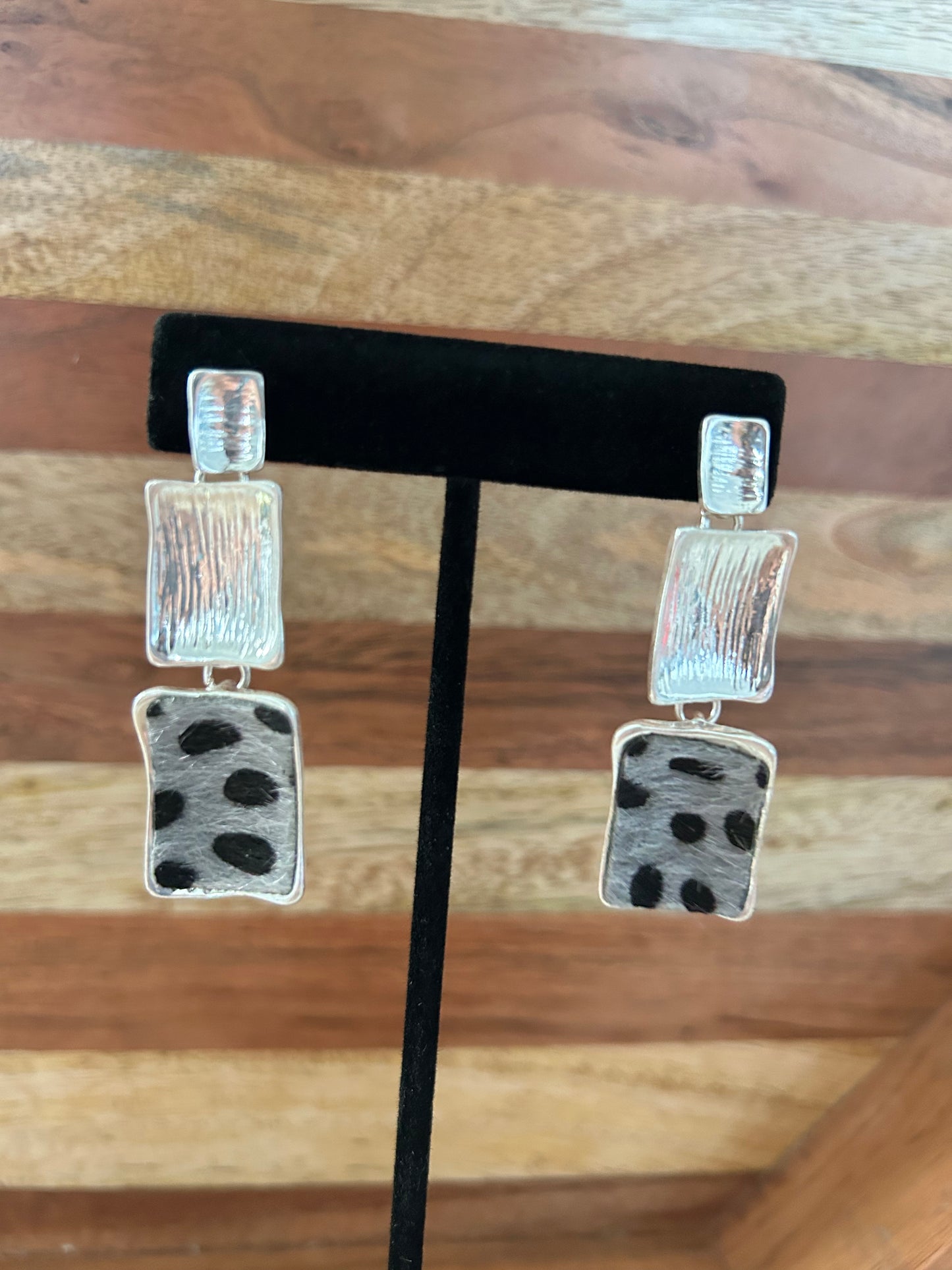 Animal Print Silver Earring