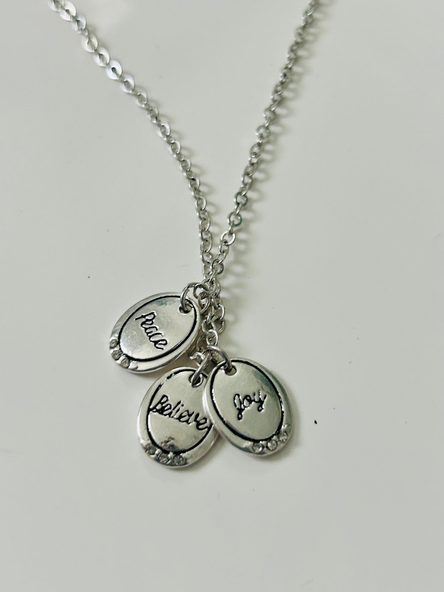Believe Joy Peace Charm Necklace