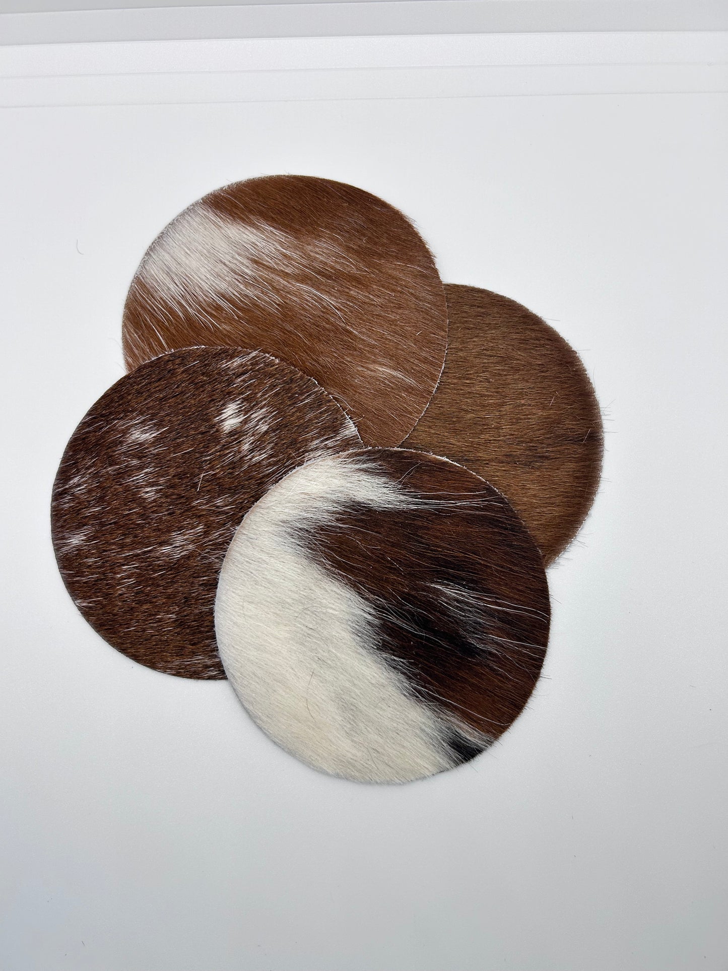 Natural Beauty Leather Coasters – Brown, Black, and White