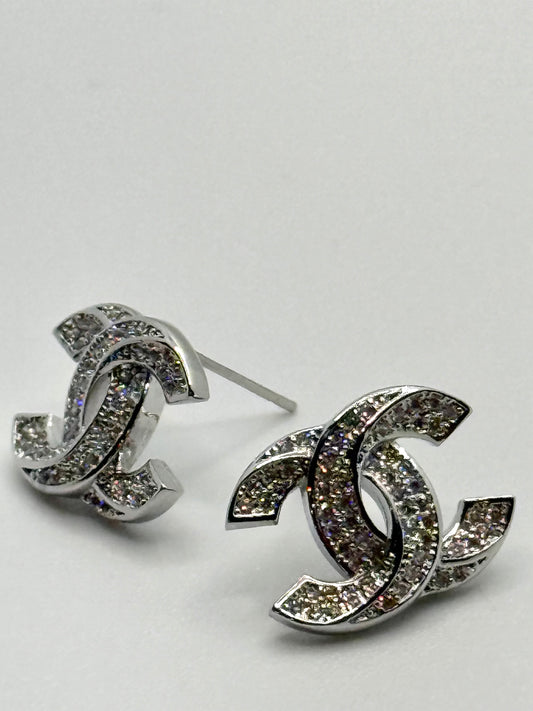 CC Luxe -- Double C Chunky Earrings - Silver