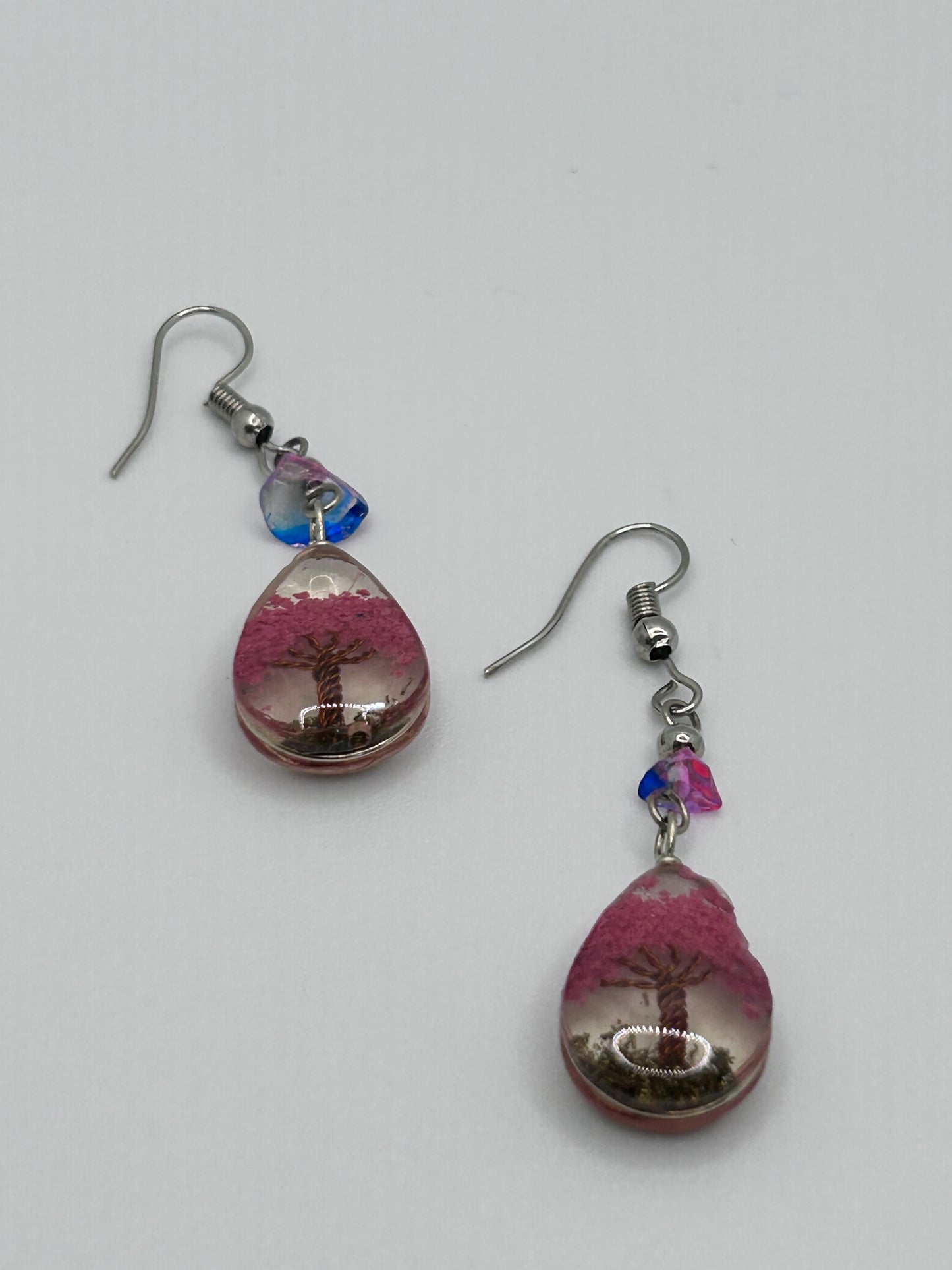 Pink Tree of Life Acrylic Earrings