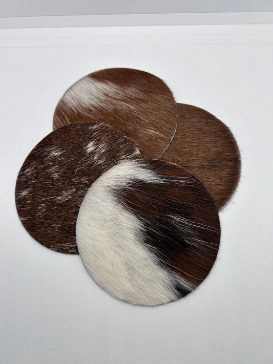 Natural Beauty Leather Coasters – Brown, Black, and White