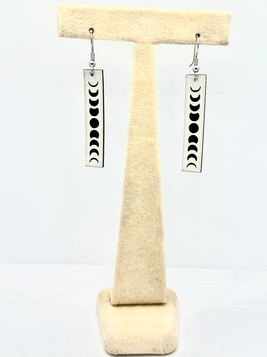 Moon Dance Black and White Slim Earrings
