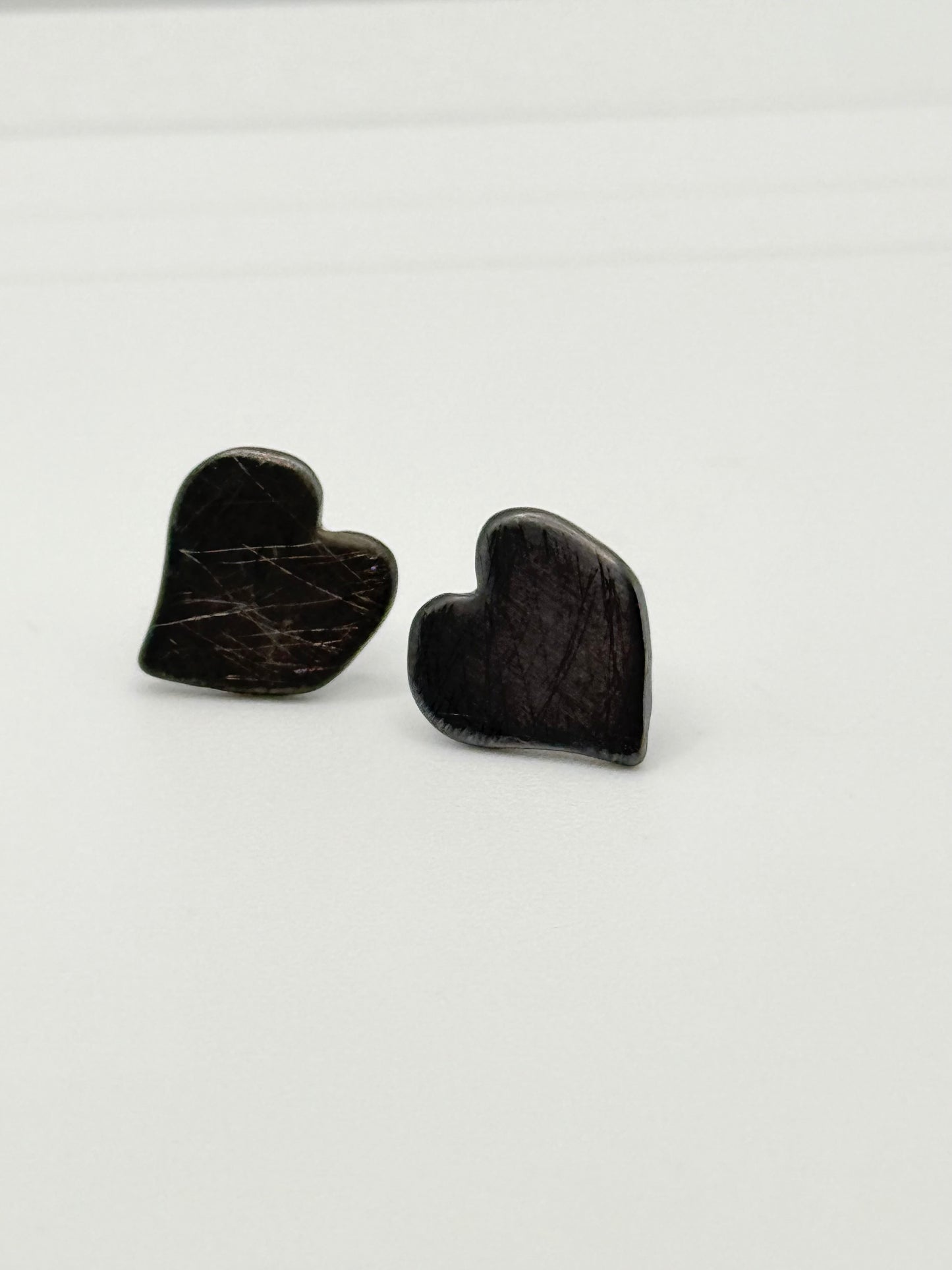 Charcoal Gray Heart - Post Earrings