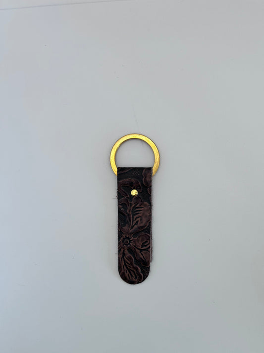 Dark Brown Leather Keychain