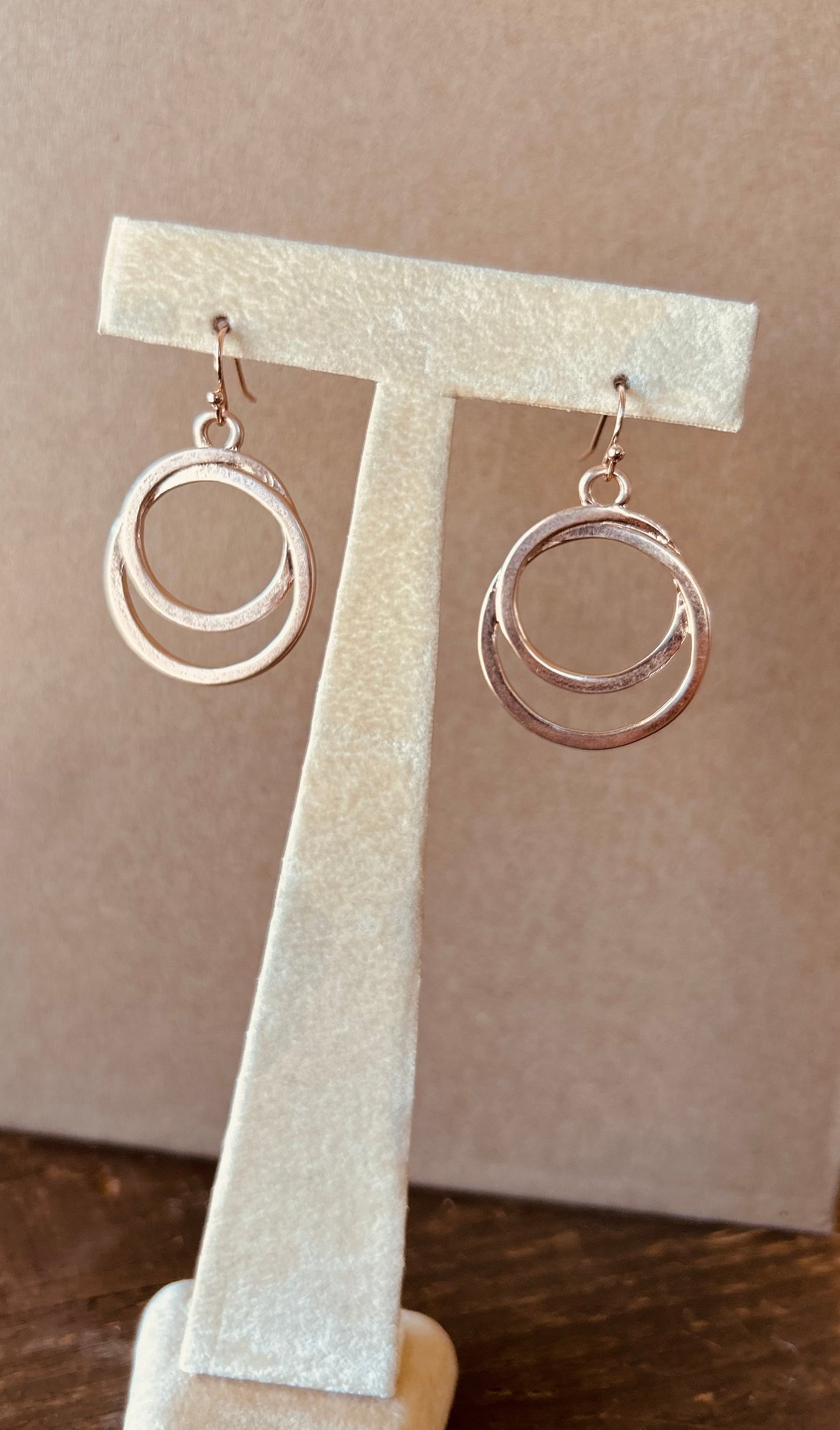 Double Hoop Earrings in Rose Gold