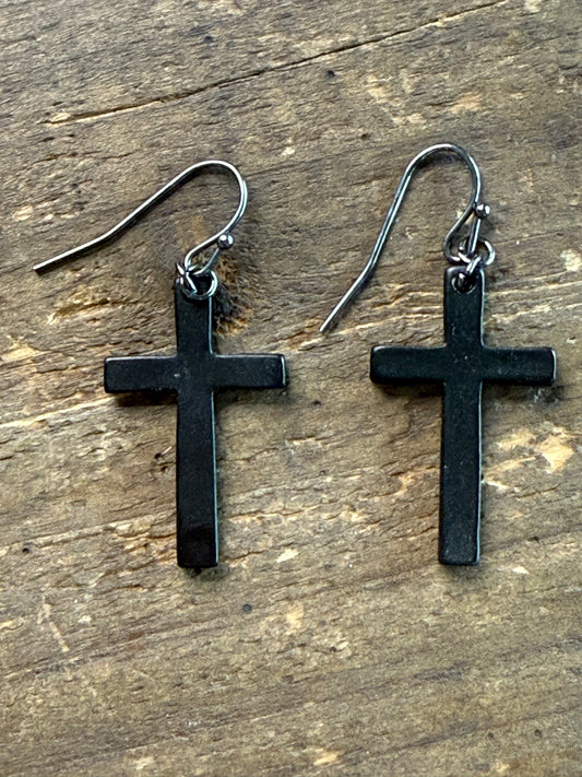 Black Cross Earrings