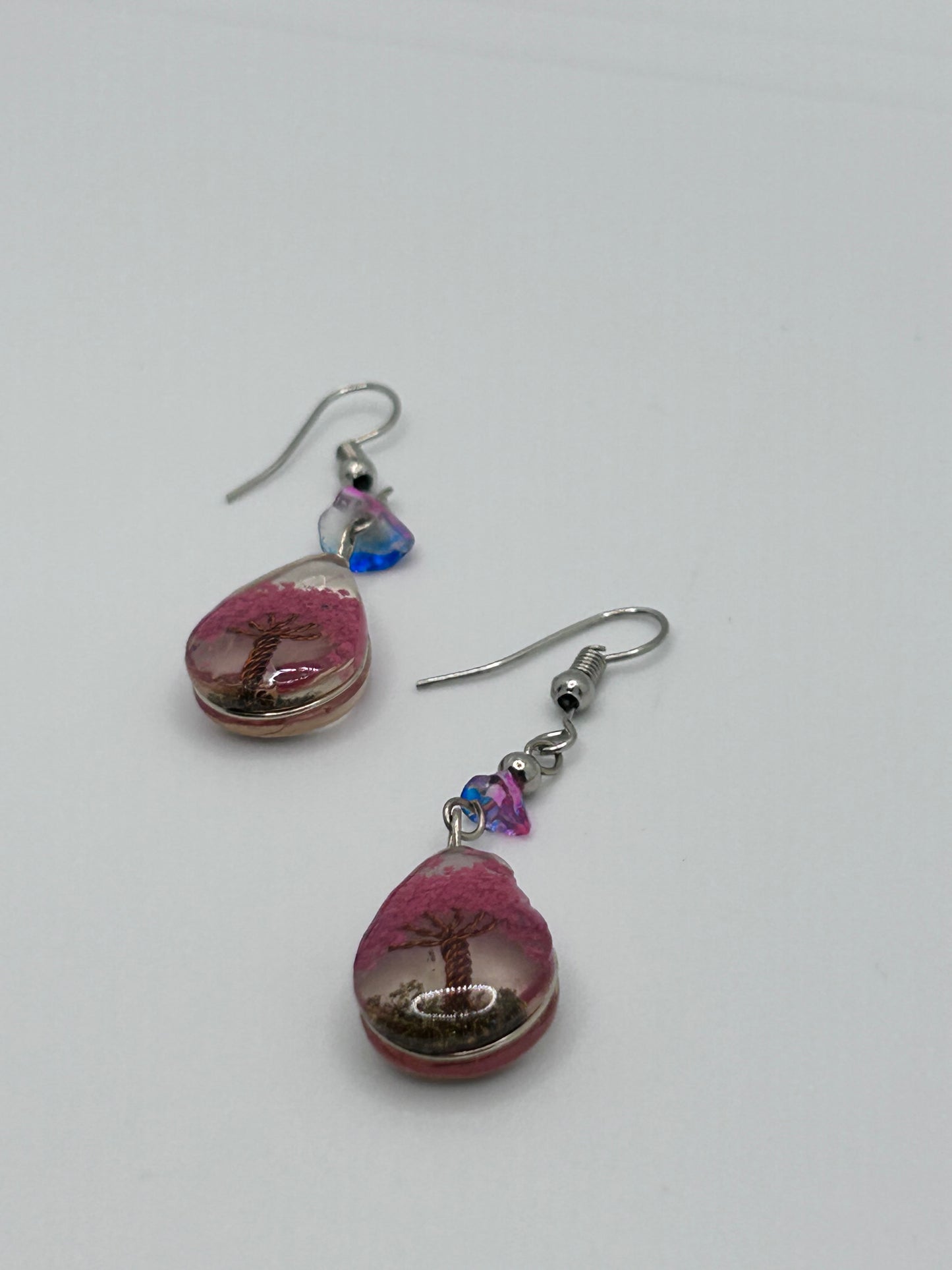 Pink Tree of Life Acrylic Earrings