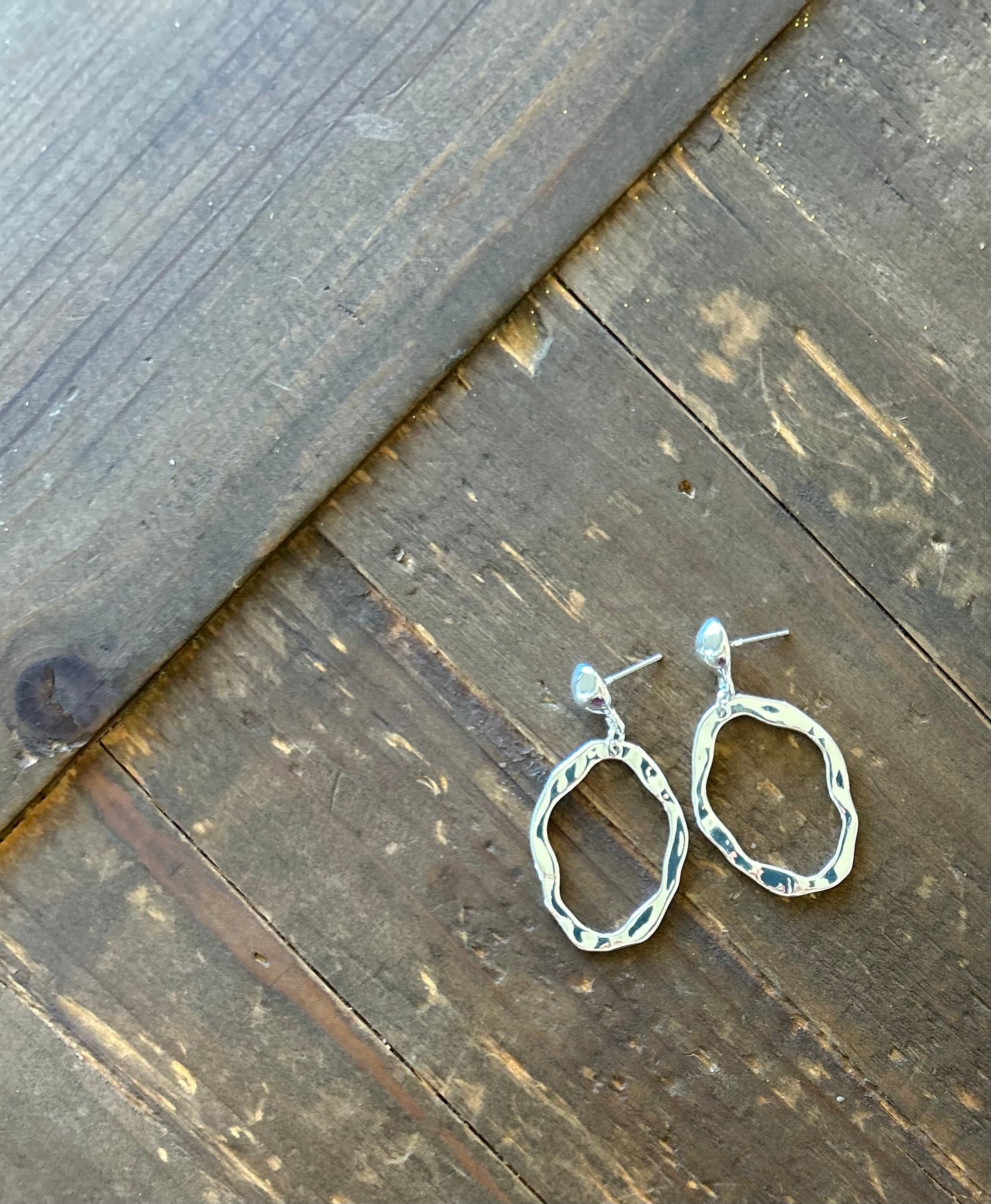 Hammered Oval Earrings