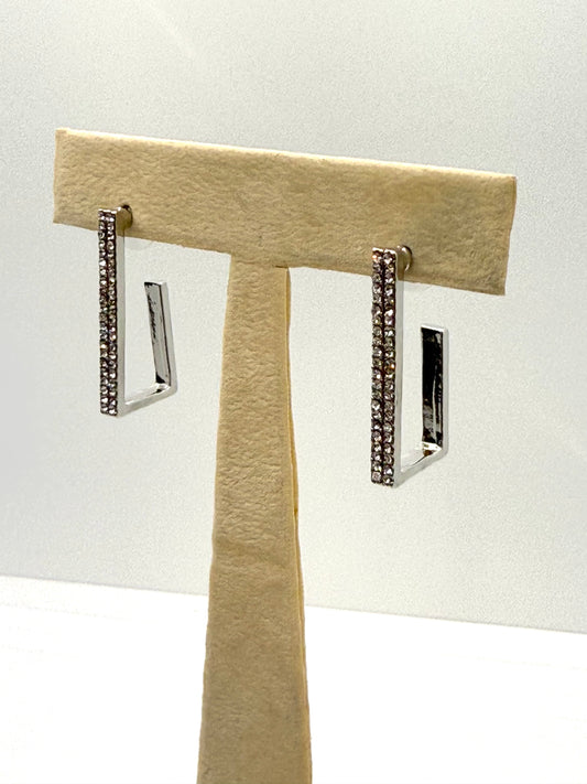 Silver Sparkle Geo Post Earrings