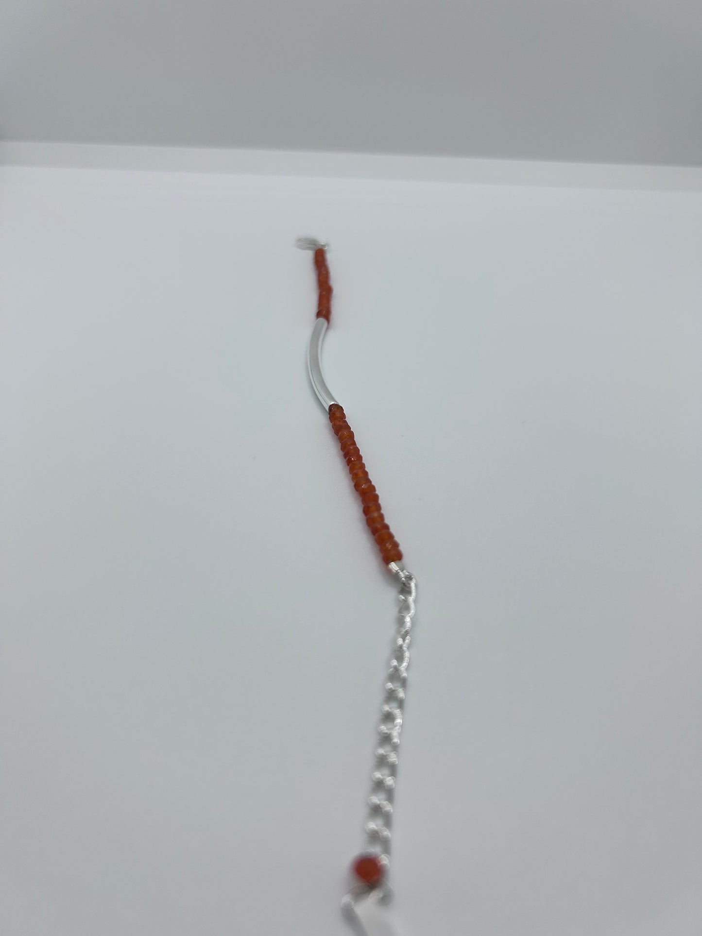 Carnelian Beaded Bracelet with Silver Accent