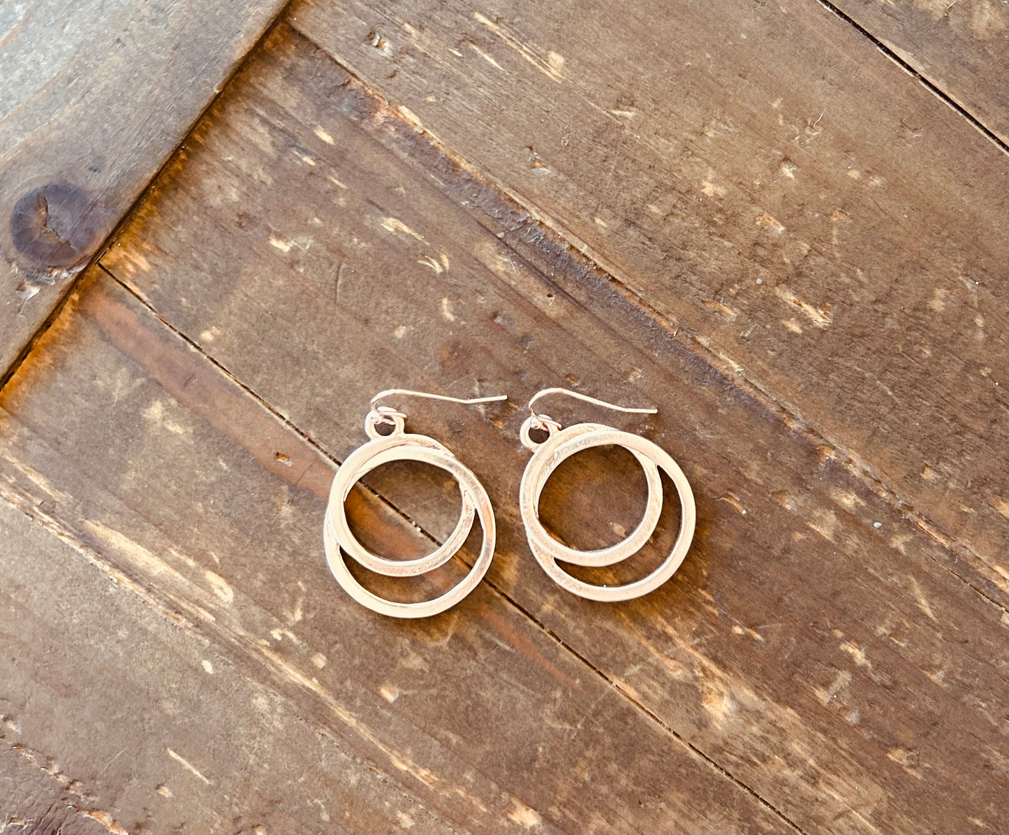 Double Hoop Earrings in Rose Gold