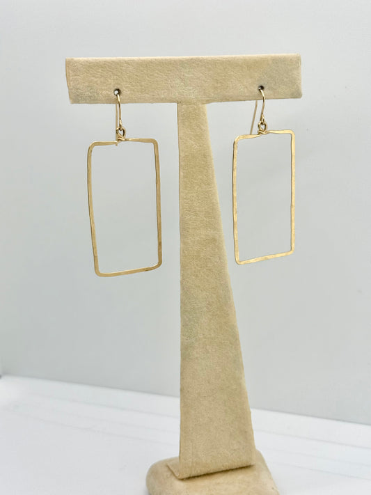 Duke Collection 14K Gold Hammered Rectangle Earrings