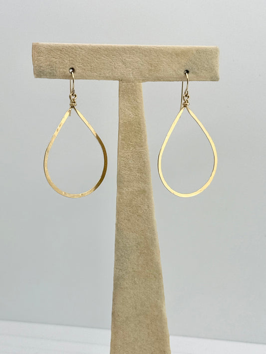 Duke Collection Tear Drop 14K Gold Hammered Earrings