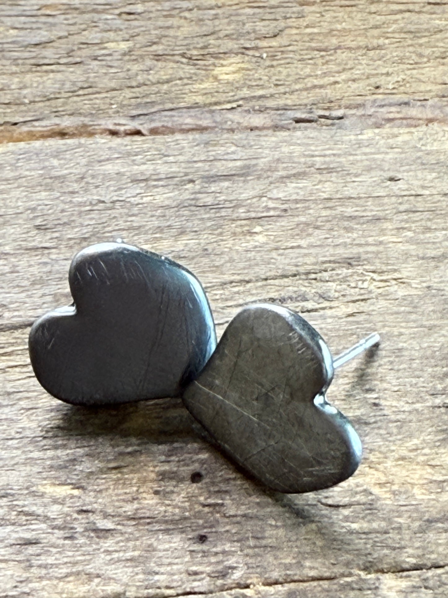 Charcoal Gray Heart - Post Earrings