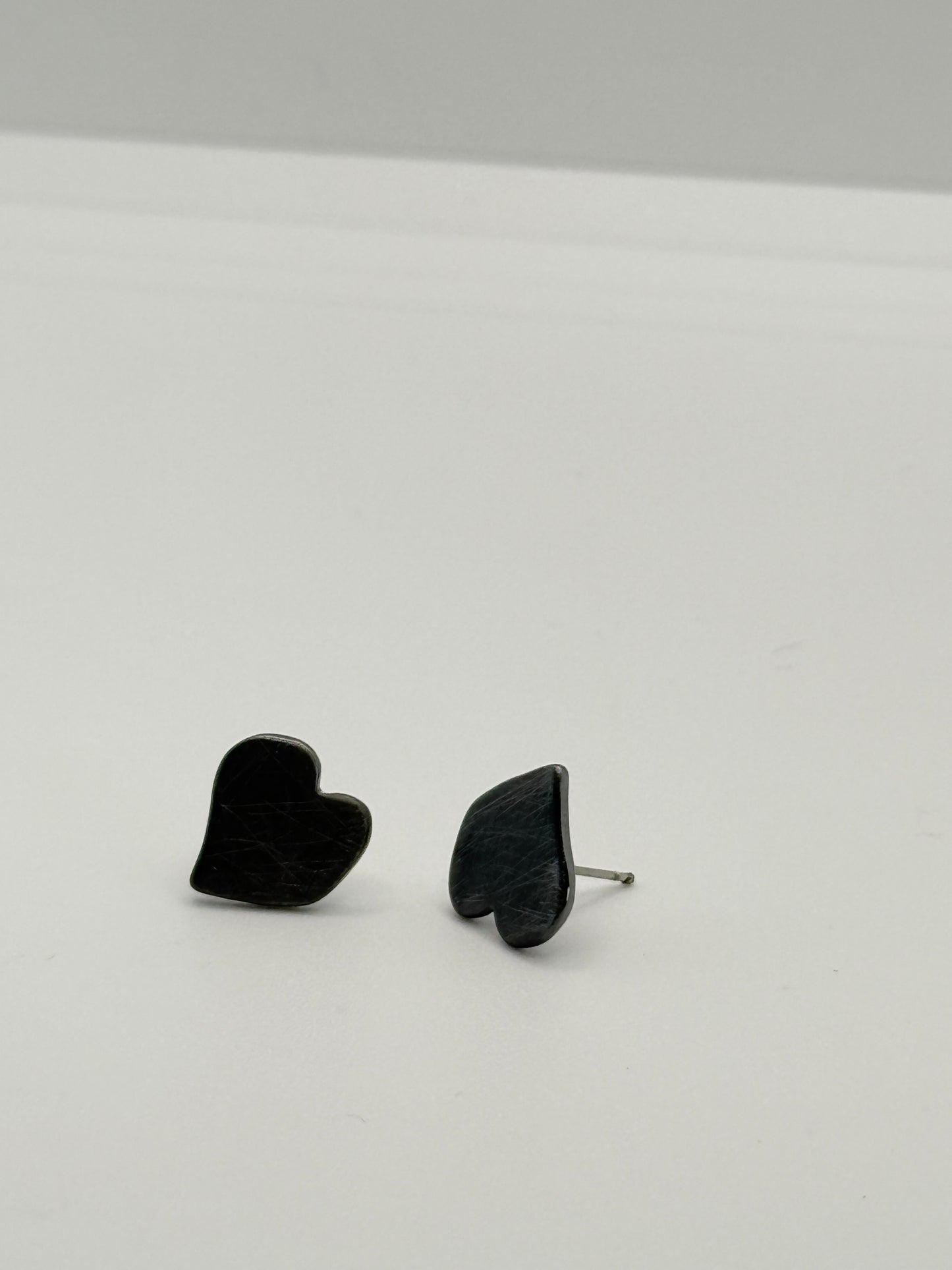 Charcoal Gray Heart - Post Earrings