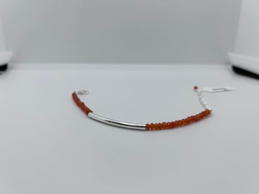 Carnelian Beaded Bracelet with Silver Accent