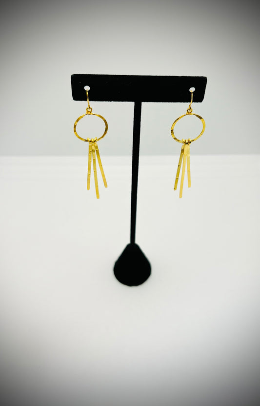 Golden Age Small Gold Hoop Earring with Angled Fringe