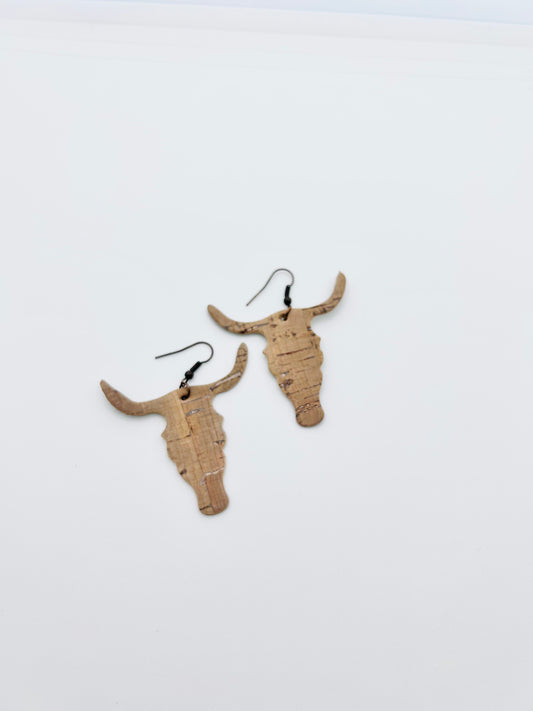 Tan Longhorn Leather Earrings