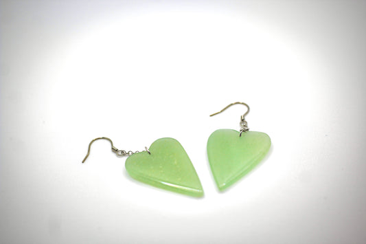 Jade Heart Earrings in Sterling Silver