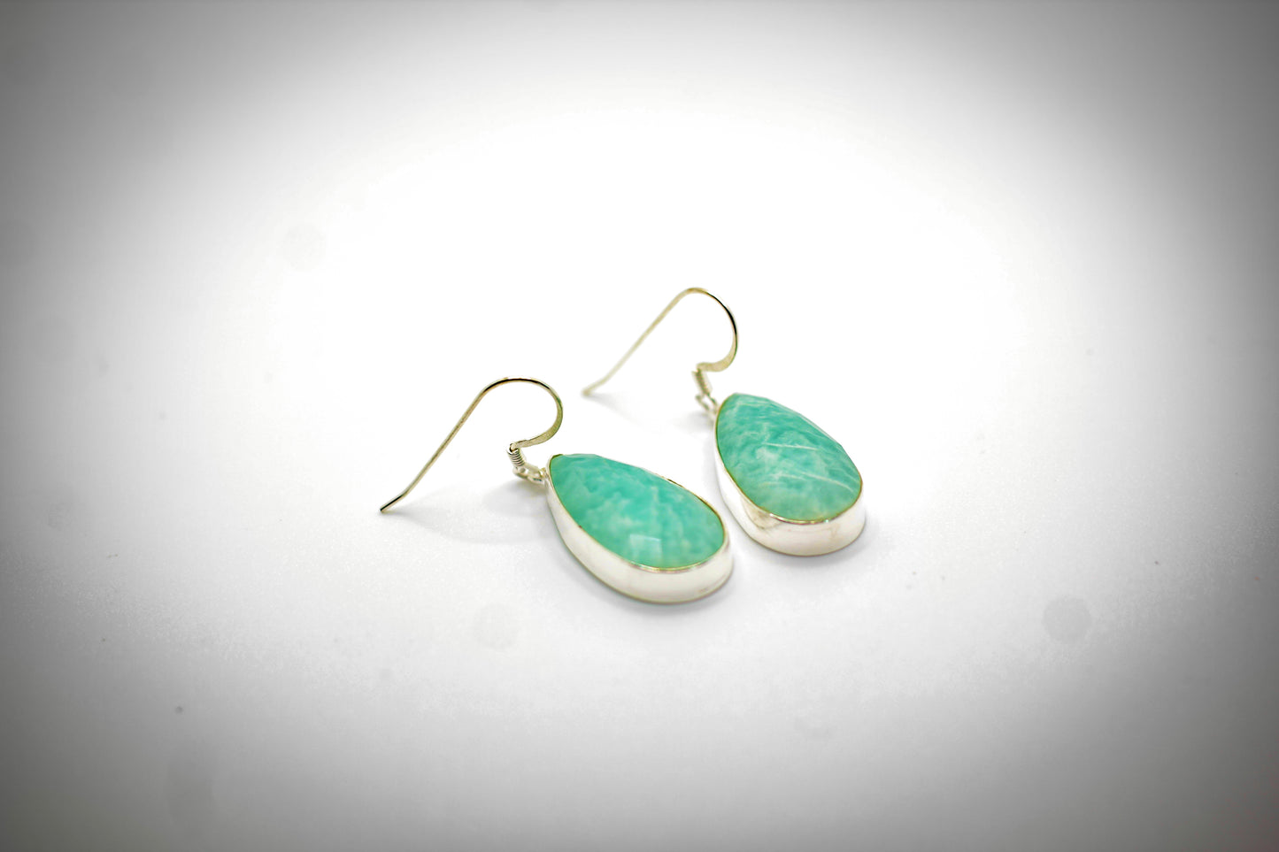 Amazonite Teardrop Earrings in Sterling Silver