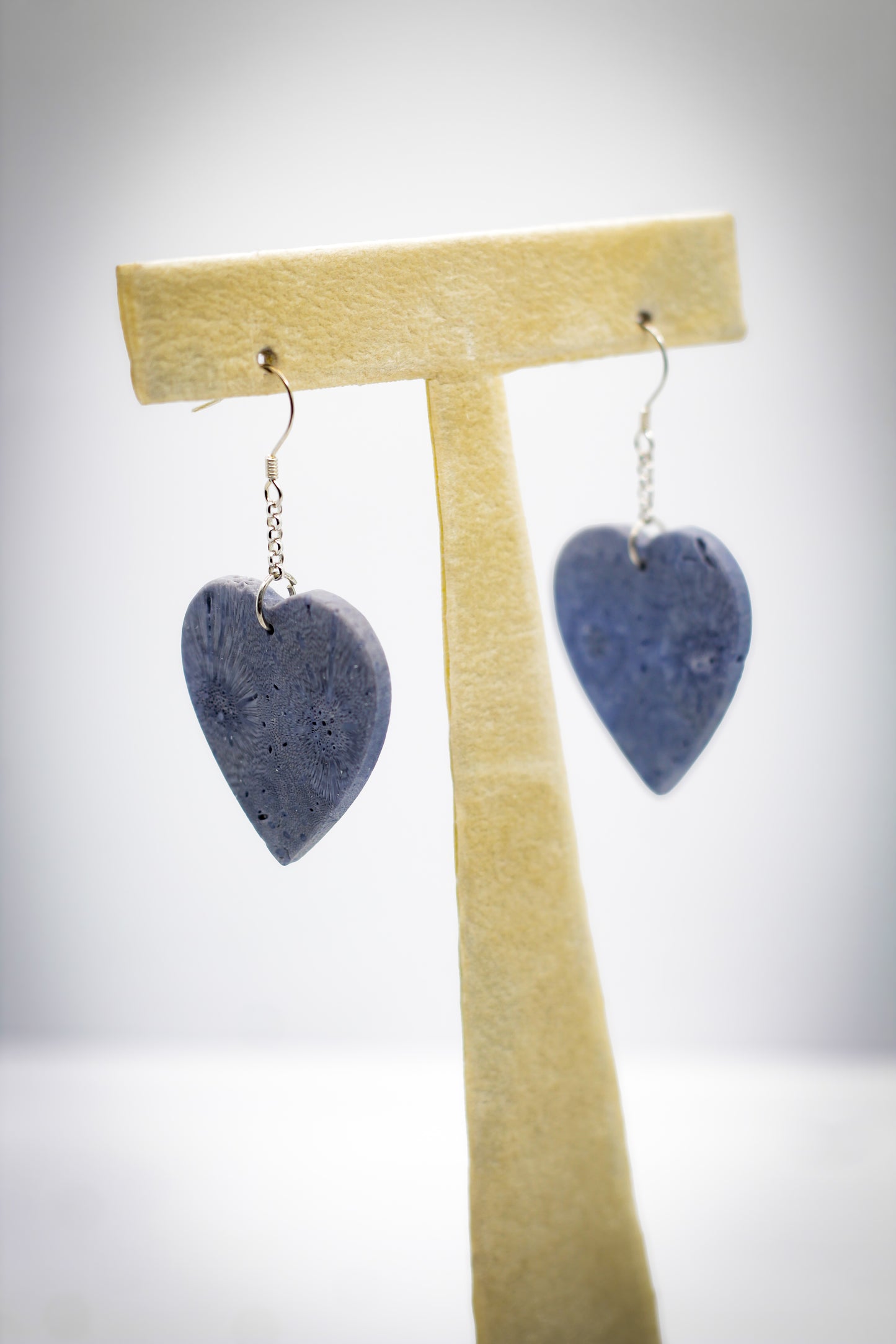 Denim Blue Heart Earrings